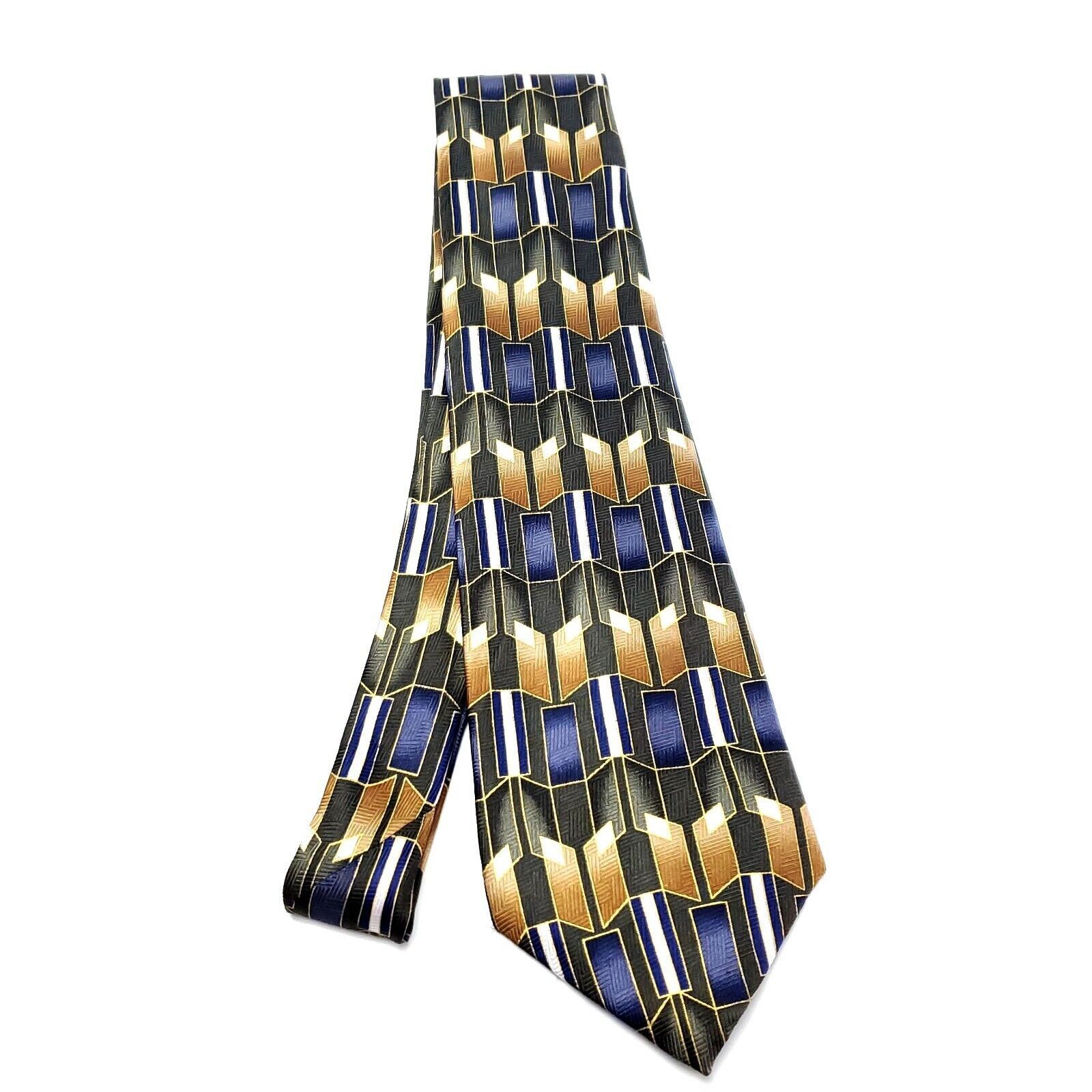 Designer Progresso Multi Colored Silk Tie Woven Geometric Size ONE SIZE - 6 Thumbnail