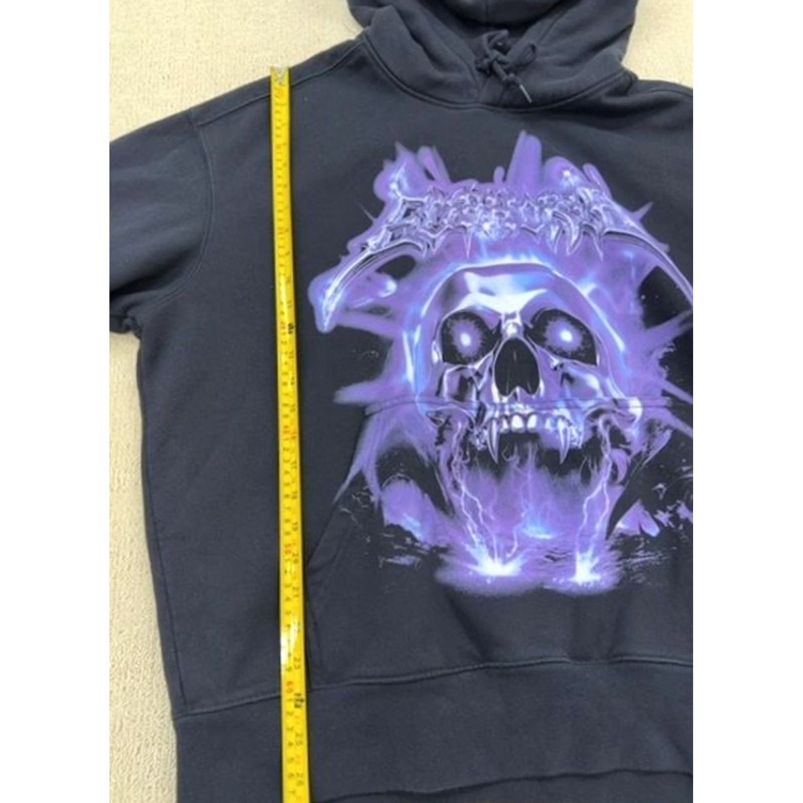 H&M H&M Hoodie Men XL Black/Purple Loose Fit with Double-layered drawstring hood Size US XL / EU 56 / 4 - 5 Thumbnail
