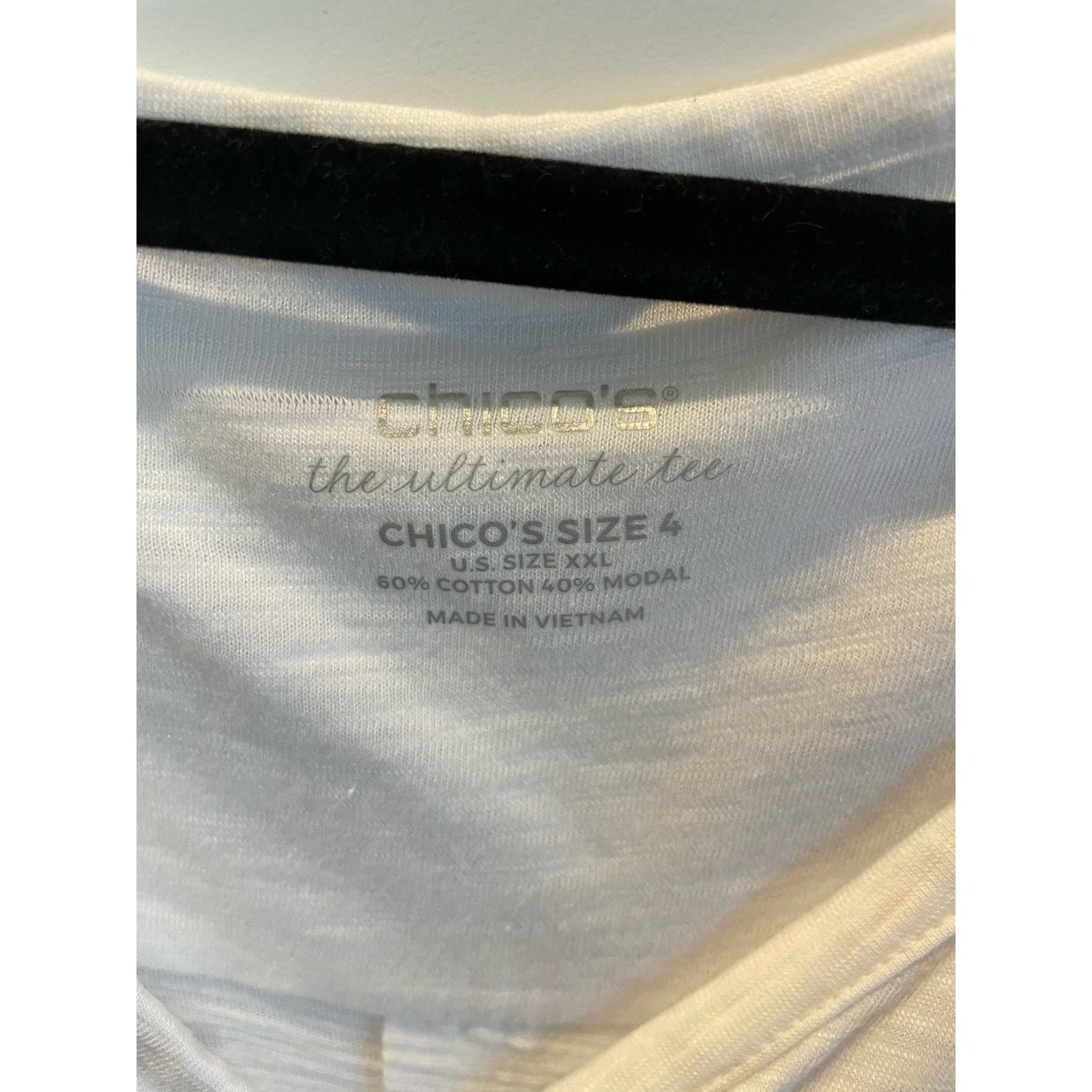 Chicos Chico's White Cotton Slub Ultimate Tee Modal Tunic, size XXL Size XXL / US 16-18 / IT 52-54 - 3 Thumbnail