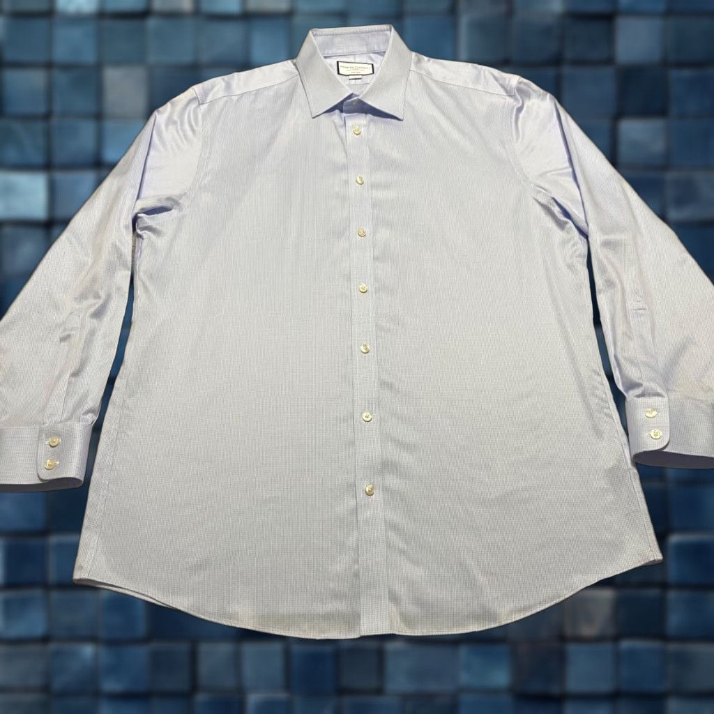 Charles Tyrwhitt Charles Tyrwhitt Shirt Mens 17.5 Blue Plaid Slim Fit Long Sleeve Button Front Size US XXL / EU 58 / 5 - 1 Thumbnail