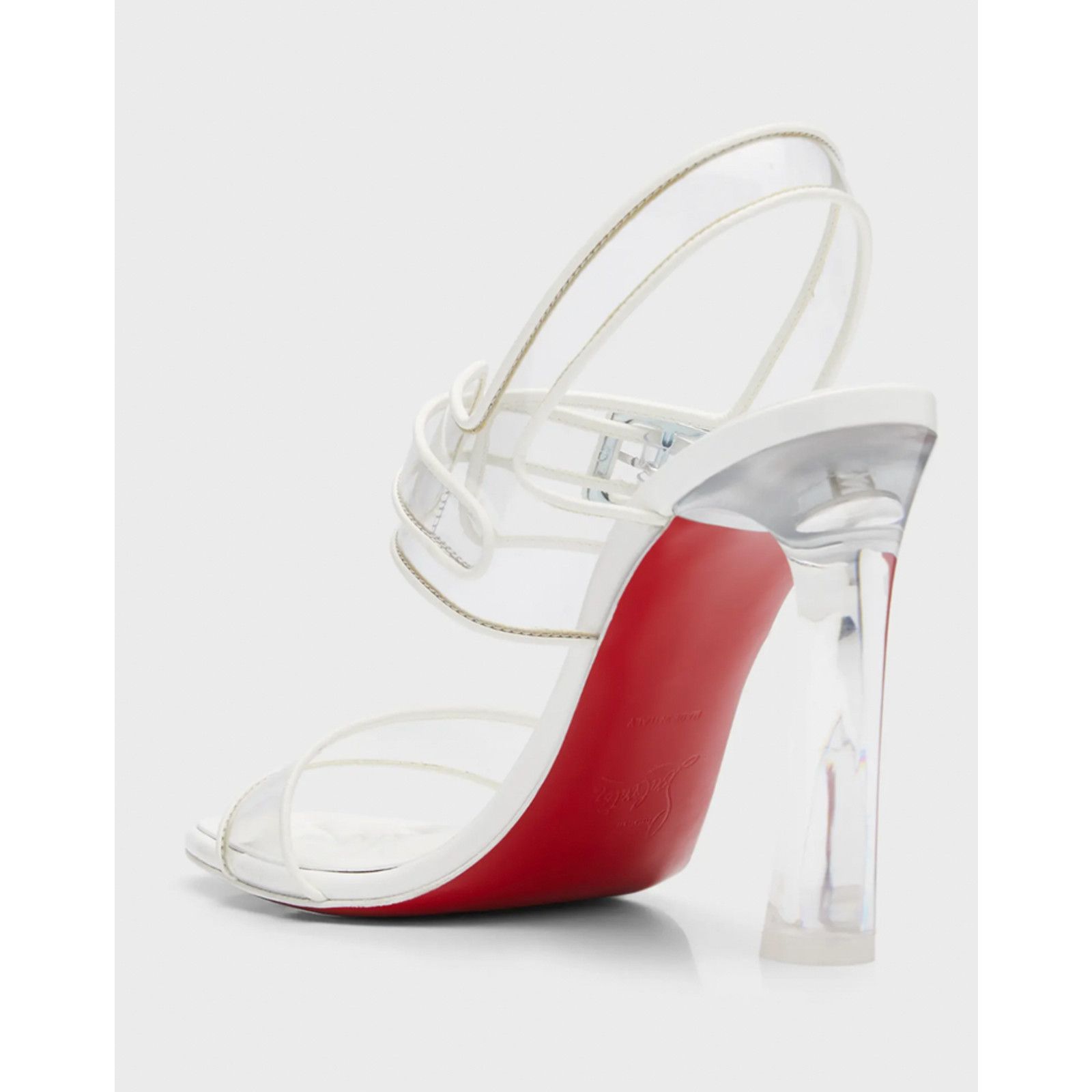 Christian Louboutin Loubi Duniss 100 White Clear PVC Strap Sandal Heel Pump 37 Size US 7 / IT 37 - 7 Thumbnail
