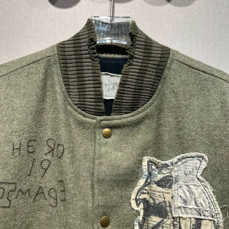 Greg Lauren Greg Lauren Military Green Wool Embroidered Baseball Jacke Size US L / EU 52-54 / 3 - 5 Thumbnail