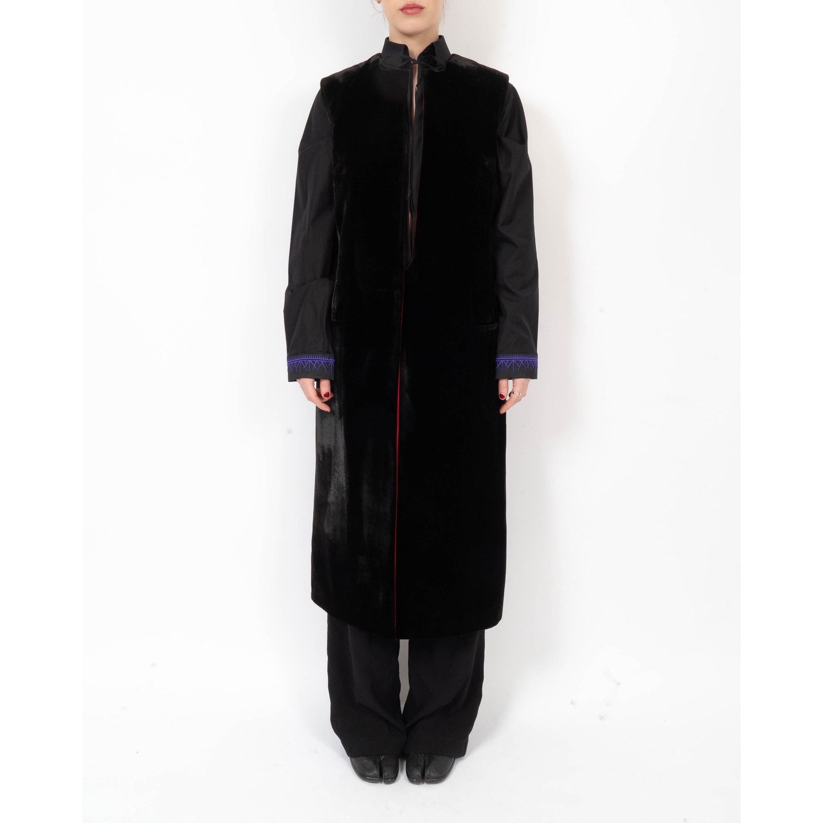 Haider Ackermann SS18 Sleevless Long-Coat in Black Velvet Size XS / US 0-2 / IT 36-38 - 1 Thumbnail