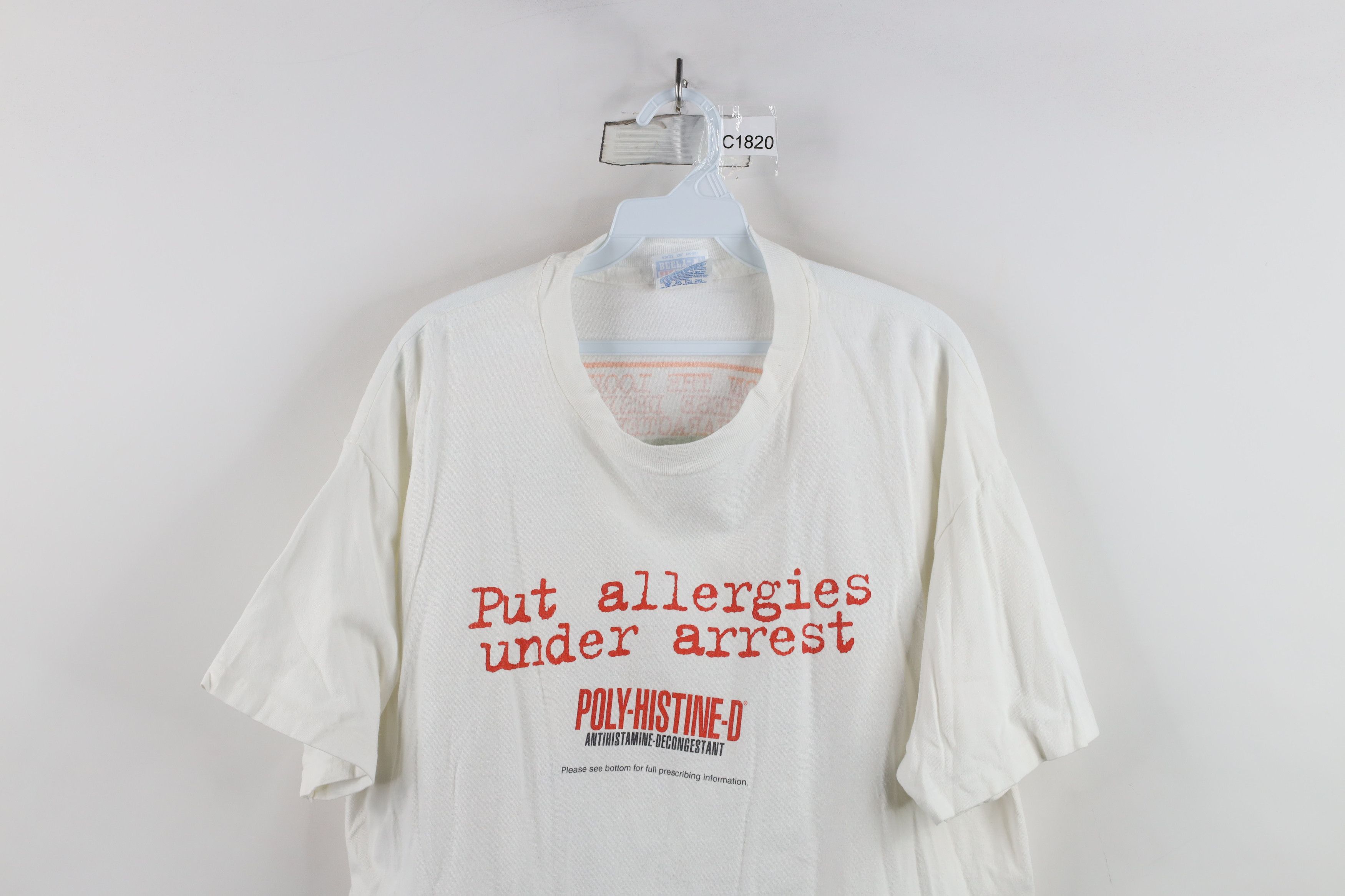 Vintage Vintage 90s Poly Histine D Antihistamine Cartoon T-Shirt USA Size US XXL / EU 58 / 5 - 2 Thumbnail