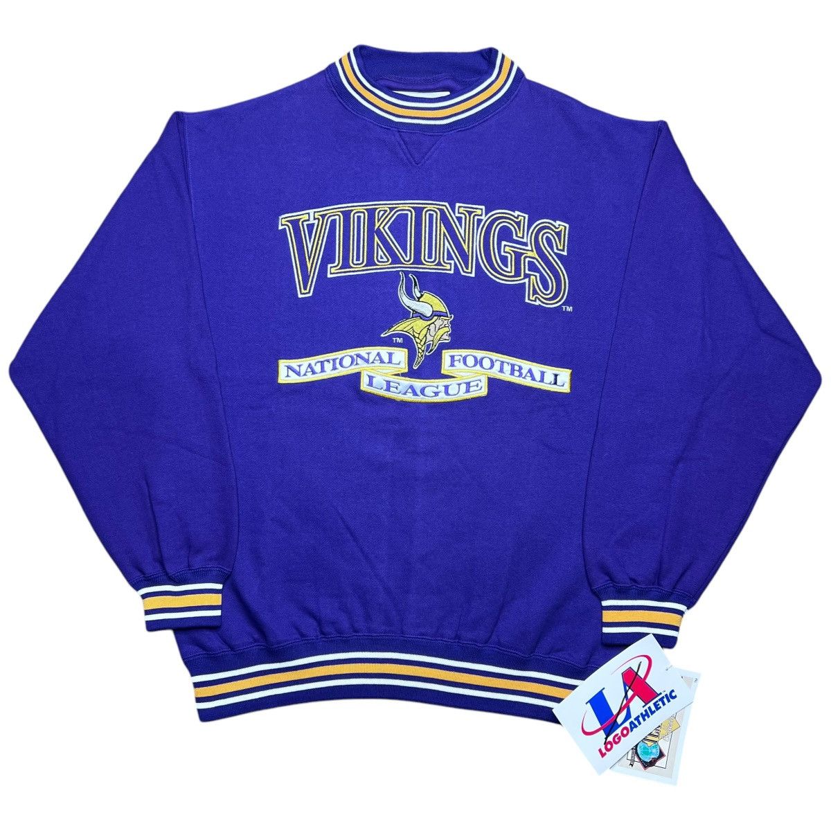 Logo Athletic × NFL × Vintage 90s Minnesota Vikings Embroidered Logo Athletic Sweatshirt Size US M / EU 48-50 / 2 - 1 Thumbnail