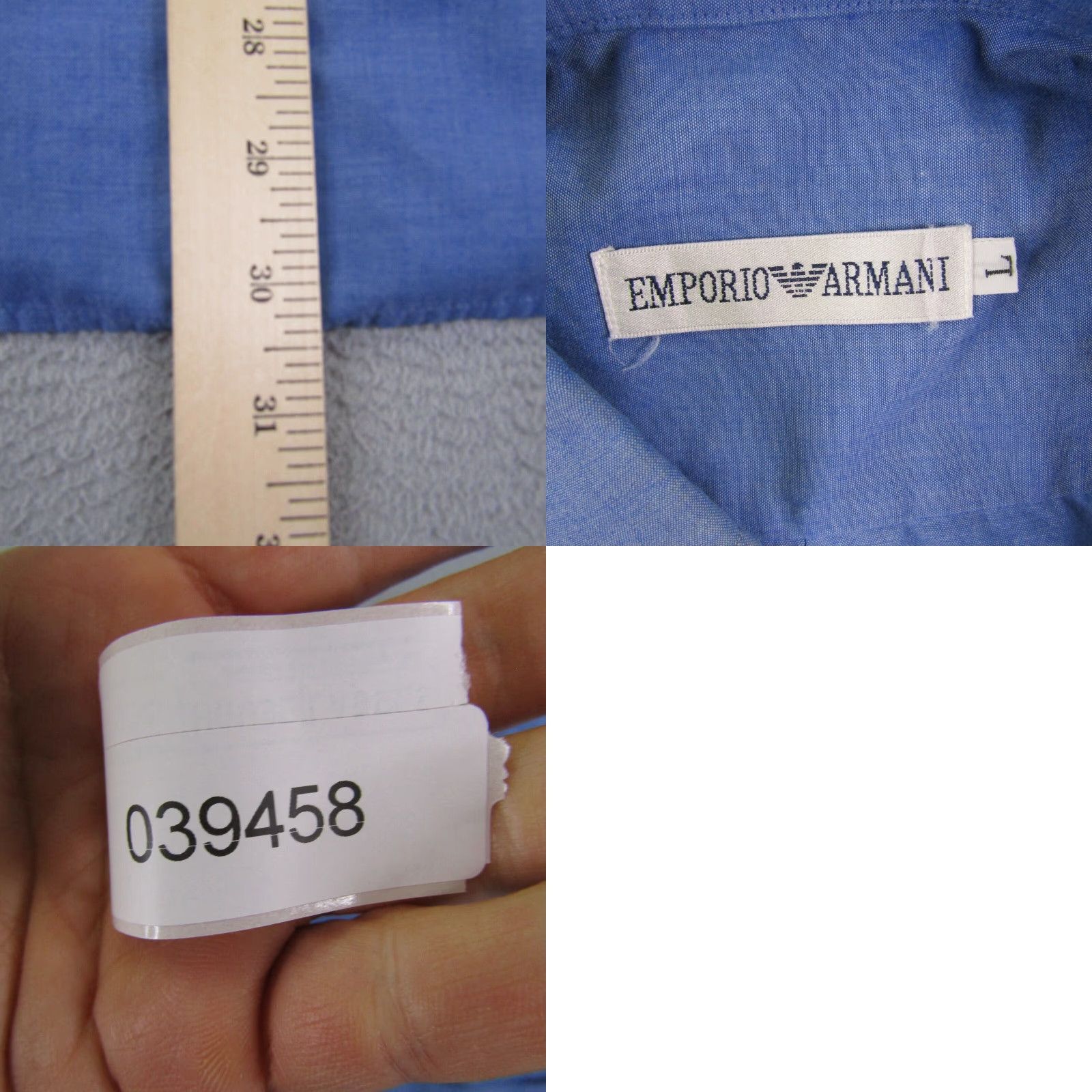 Emporio Armani VINTAGE Emporio Armani Shirt Mens Large Blue Button Up Camp Casual Pocket Embroidered Size US L / EU 52-54 / 3 - 8 Thumbnail