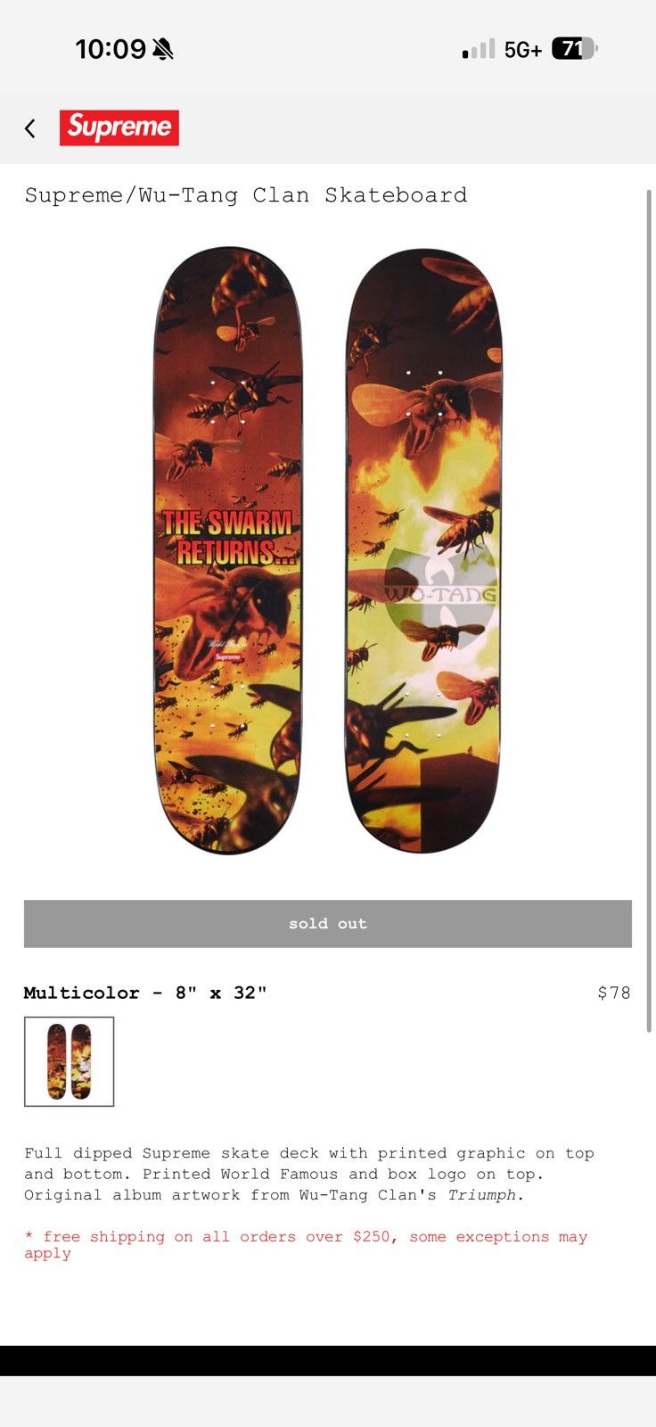 スケートボード Supreme x Wu-Tang Clan Skateboard \