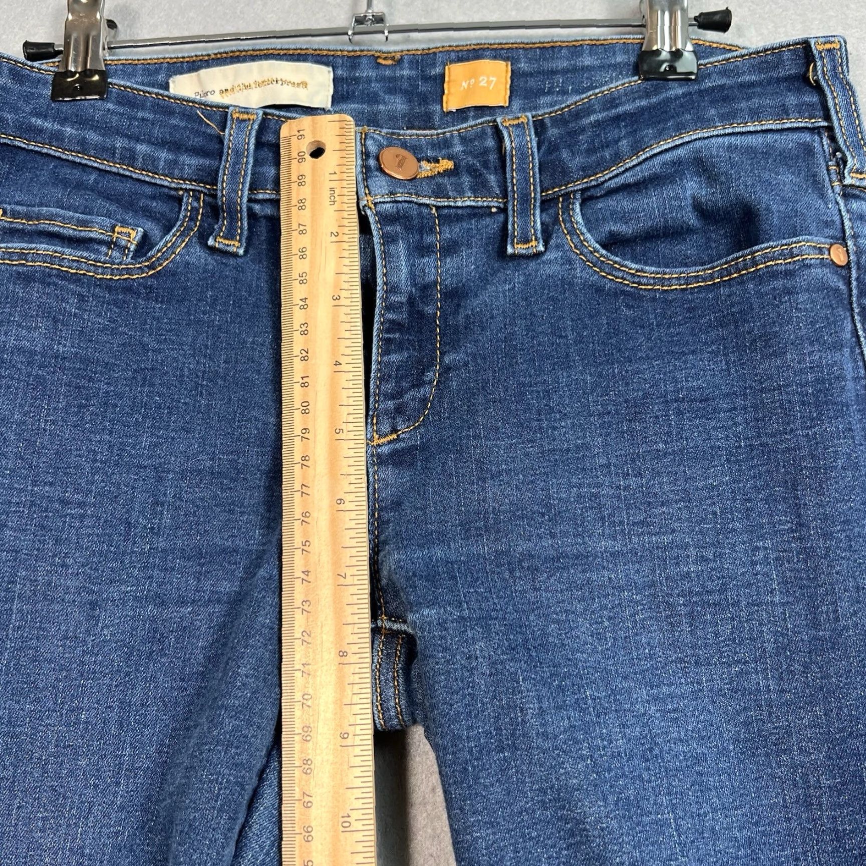Vintage VINTAGE Pilcro And The Letterpress Skinny Jeans Adult Womens 27 Blue Dark Wash Slim Size 27" / US 4 / IT 40 - 7 Thumbnail