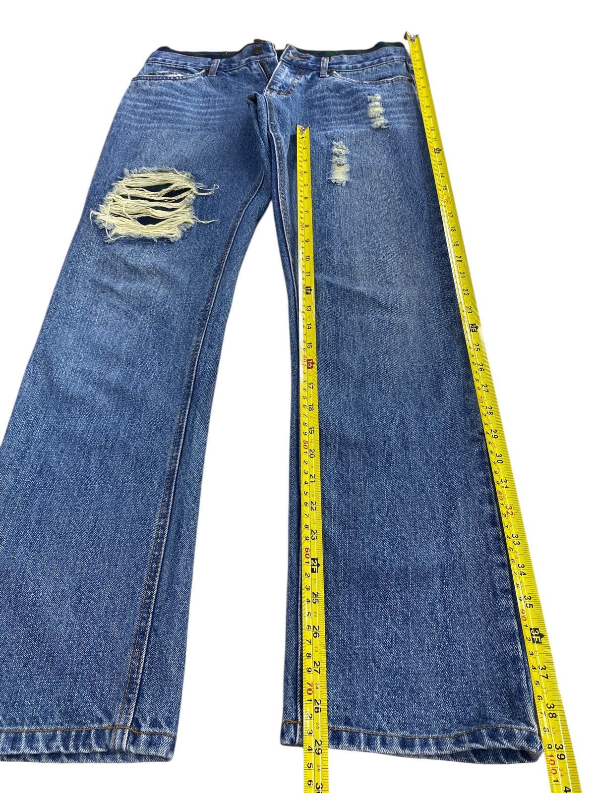 Japanese Brand Japanese Brand Acid Blue Wash Style Distressed Jeans Size US 30 / EU 46 - 8 Thumbnail