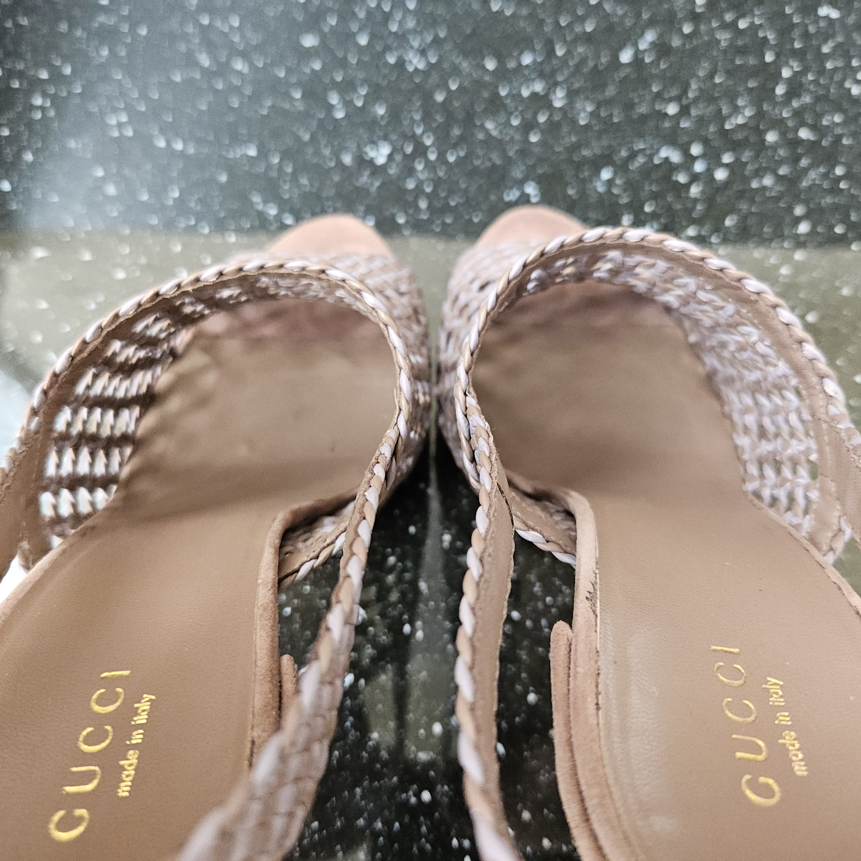 Gucci GUCCI Alhambra Brown Woven Leather Suede Platform Sandal Size US 9 / IT 39 - 12 Thumbnail