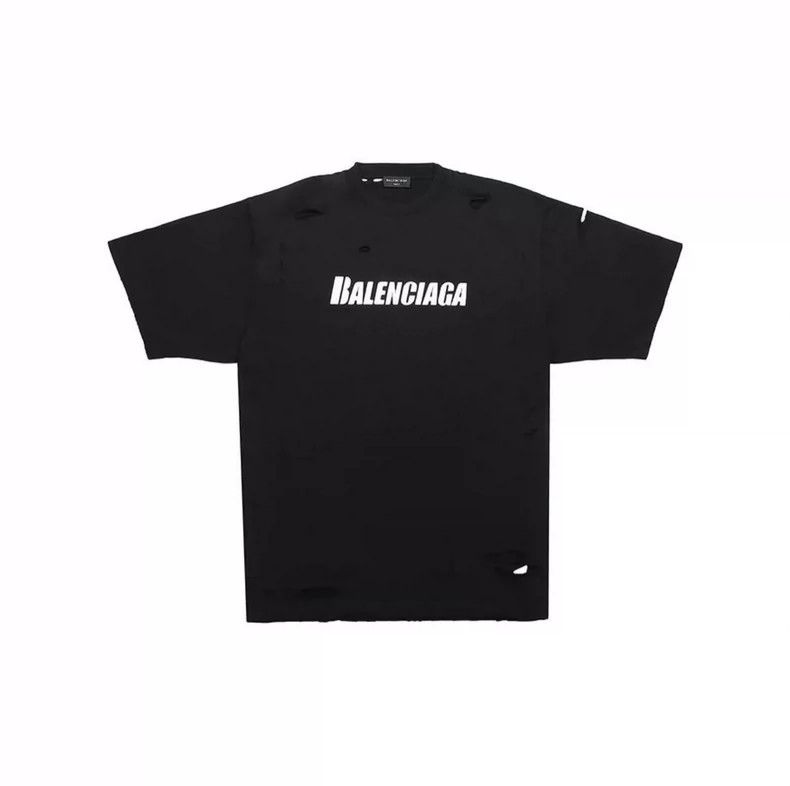 Balenciaga Balenciaga Black Ripped Short Sleeve Size US S / EU 44-46 / 1 - 1 Thumbnail
