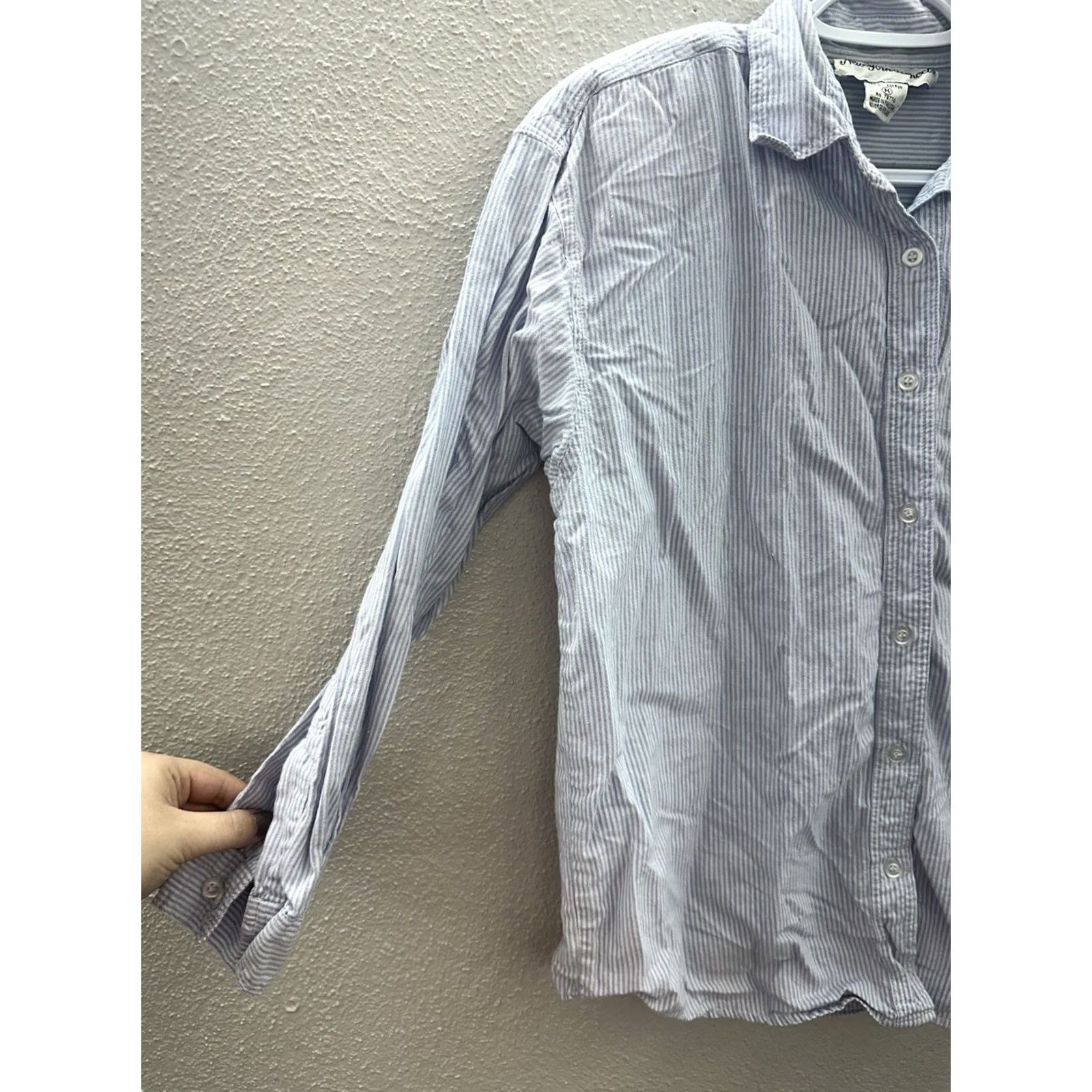 Vintage VINTAGE New York Aspects Womens Shirt Medium Blue Striped Button-Up Long Sleeve VTG Size M / US 6-8 / IT 42-44 - 3 Thumbnail
