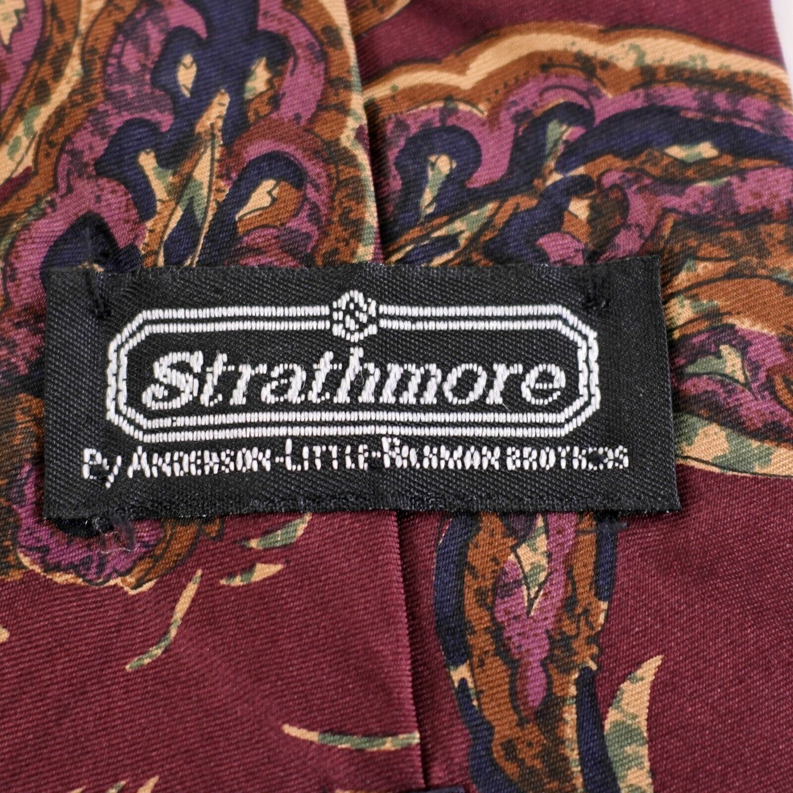 Vintage Strathmore Maroon Red Paisley Print Silk Tie Size ONE SIZE - 3 Thumbnail
