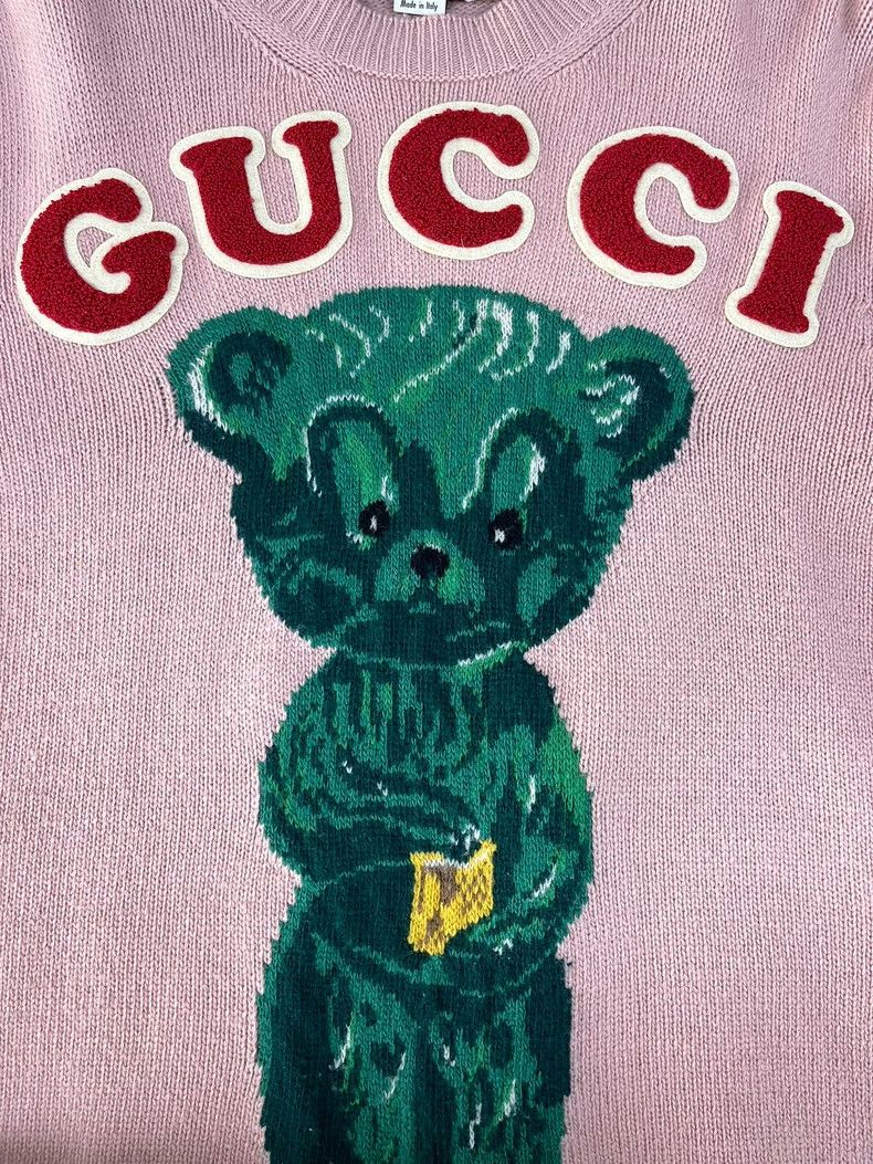 Gucci Gucci Pink bear wool sweater 2502-Nextarrow Size US M / EU 48-50 / 2 - 3 Thumbnail