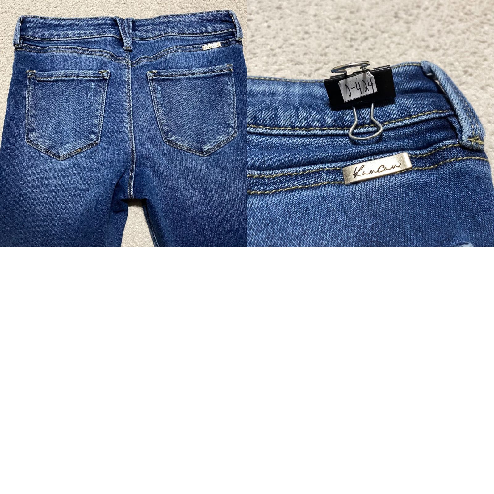 Vintage Kancan Jeans Blue Denim Dark Wash Skinny Leg Mid Rise Button Fly Womens Size 28 Maternity? Size 28" / US 6 / IT 42 - 9 Thumbnail