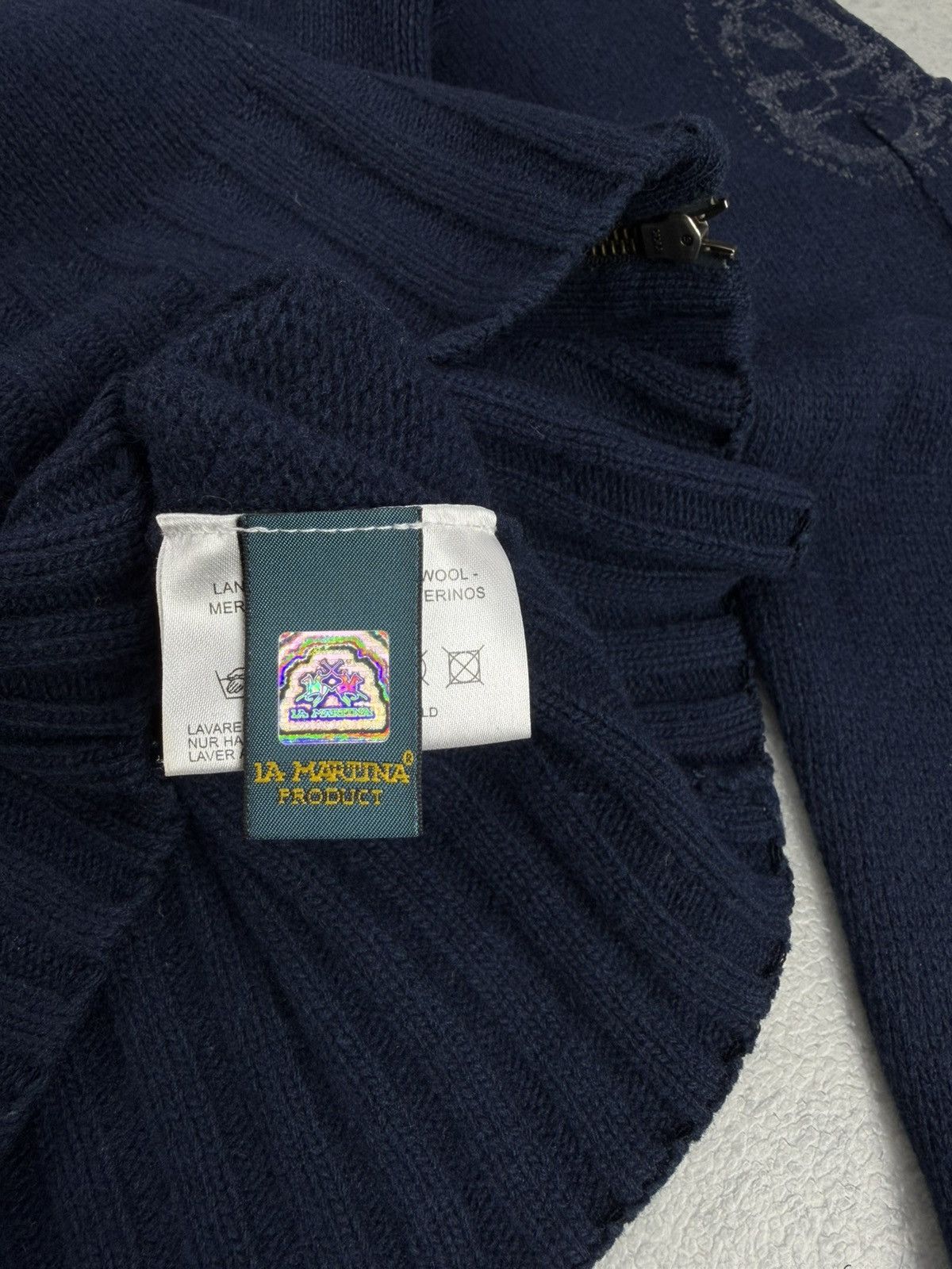 La Martina La Martina Men’s Merino Wool Full Zip Sweater Navy Size M Size US M / EU 48-50 / 2 - 5 Thumbnail