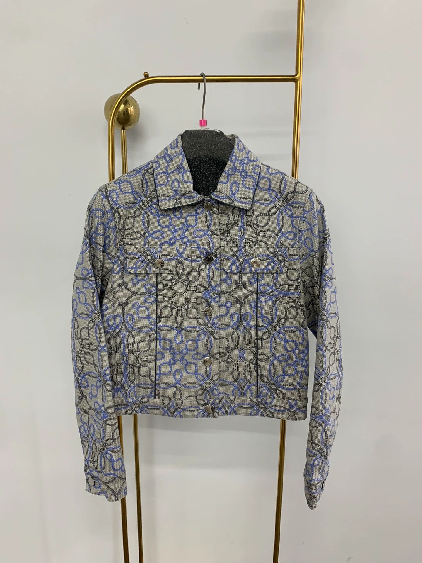 Hermes Hermes Gray Printed Denim Jacket - dmc Size US M / EU 48-50 / 2 - 1 Thumbnail
