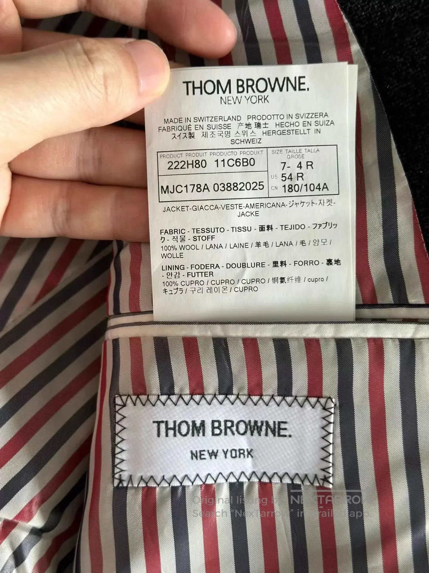 Thom Browne Black Blazer with Striped Sleeves - Size L. Size US L / EU 52-54 / 3 - 6 Thumbnail