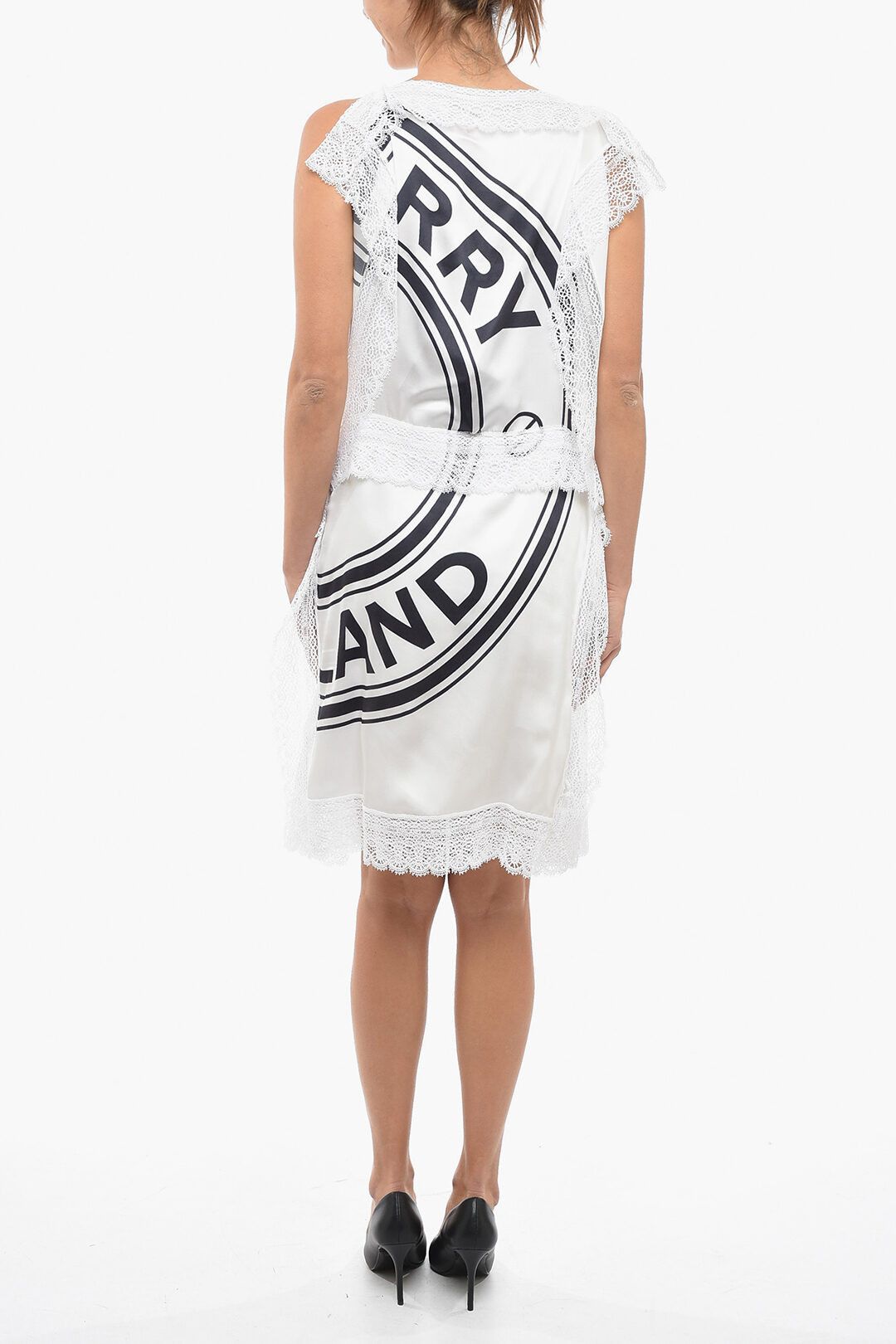 Burberry og1mm1225 Silk Midi Dress in Black & White Size S / US 4 / IT 40 - 2 Thumbnail