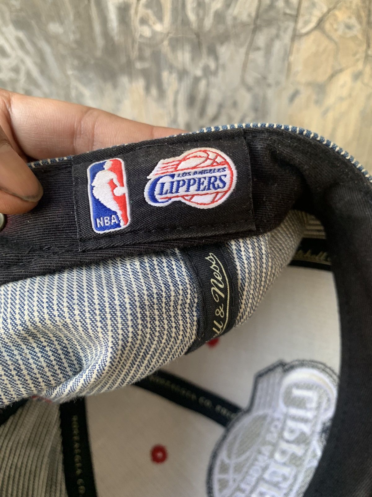 Mitchell & Ness LA Clippers Mitchell & Ness Blue Pinstripe Snapback Hat Size ONE SIZE - 7 Thumbnail