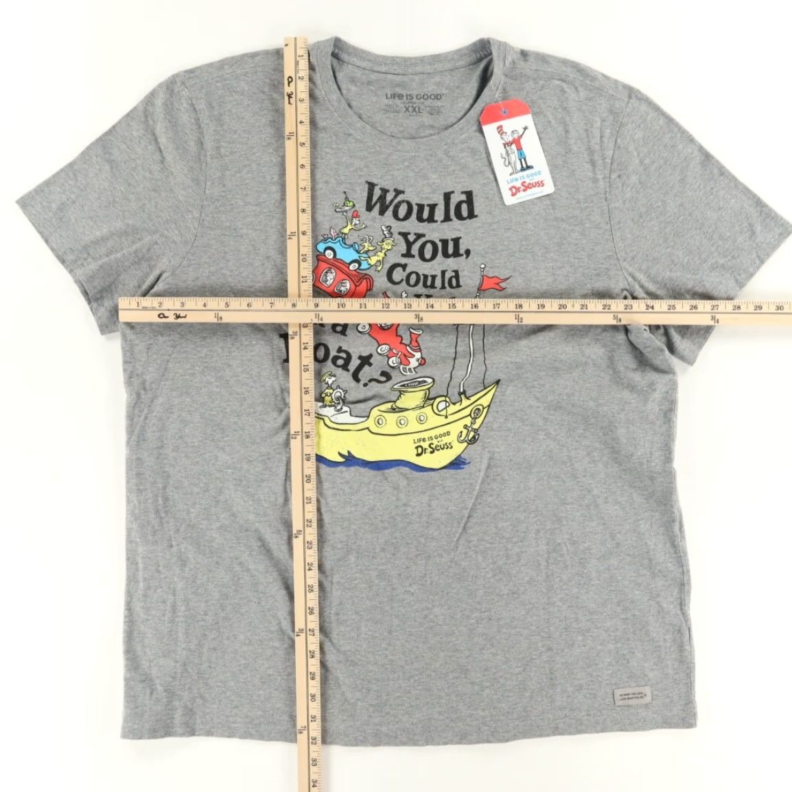 Life is Good Life is Good Dr. Seuss Boat Solid Shirt Gray Men's 2XL Shirt Size US XXL / EU 58 / 5 - 3 Thumbnail