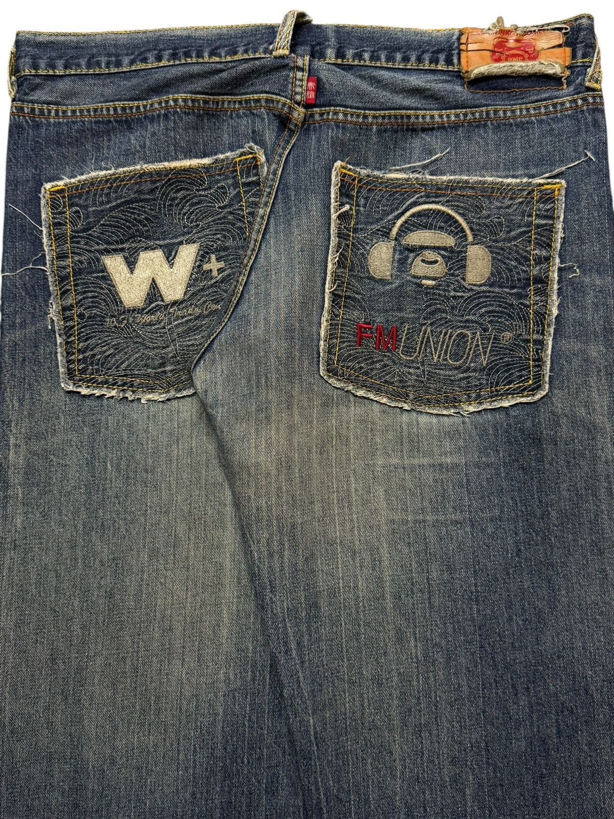 RMC Jeans Vintage 90s Japan Rmc Embroidered Blue Faded Wash Wide Leg Size US 36 / EU 52 - 5 Thumbnail