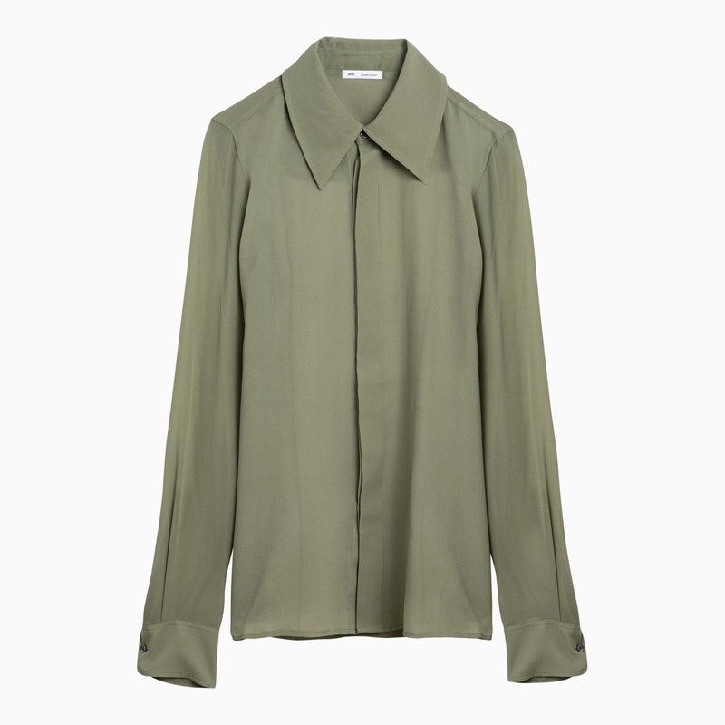 Ami Paris Olive Green Silk Shirt