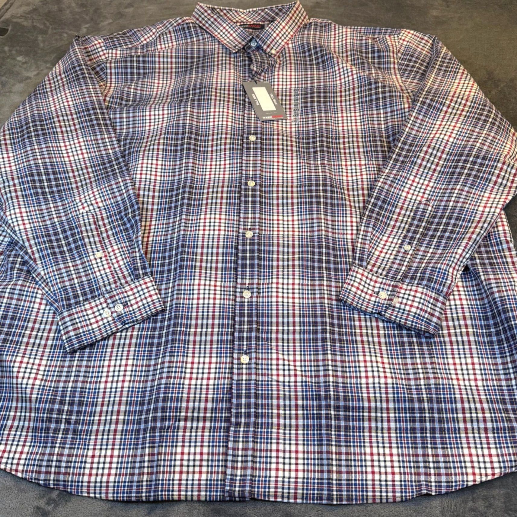 Roundtree & Yorke VINTAGE Roundtree & Yorke Travel Smart Plaid Button Down Shirt Navy Red Mens 4XT NWT Size US XXL / EU 58 / 5 - 3 Thumbnail