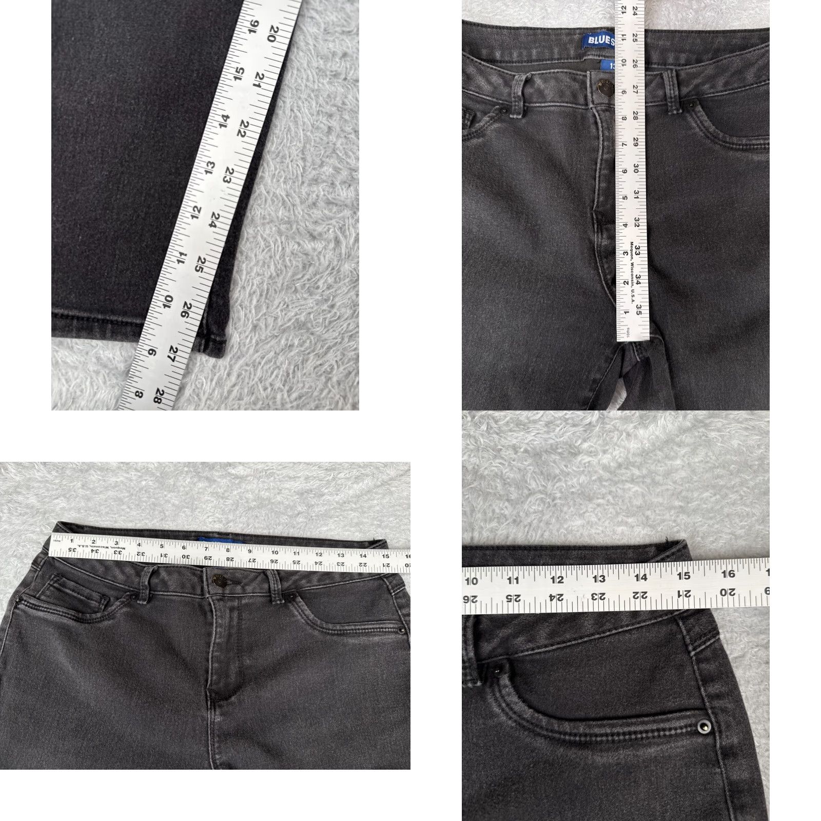 Vintage Blue Spice Jeans Juniors 13 Black Denim Skinny Mid Rise Cotton Blend 30x27 Size 34" / US 12 / IT 48 - 8 Thumbnail