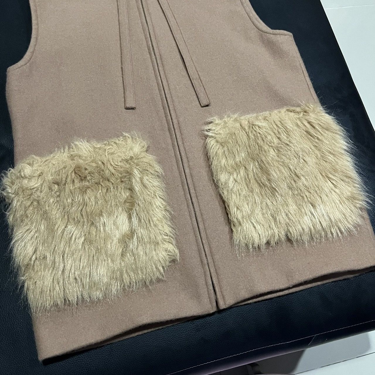 If Six Was Nine Mila Owen fur pocket vest hooded if6was9 style wool blend Size US M / EU 48-50 / 2 - 4 Thumbnail