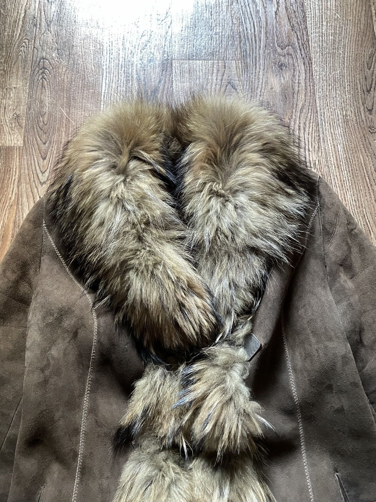 The Unbranded Brand Vintage Lamb Shearling Echtes Brown Long Overcoat y2k 90s Size XL / US 12-14 / IT 48-50 - 3 Thumbnail