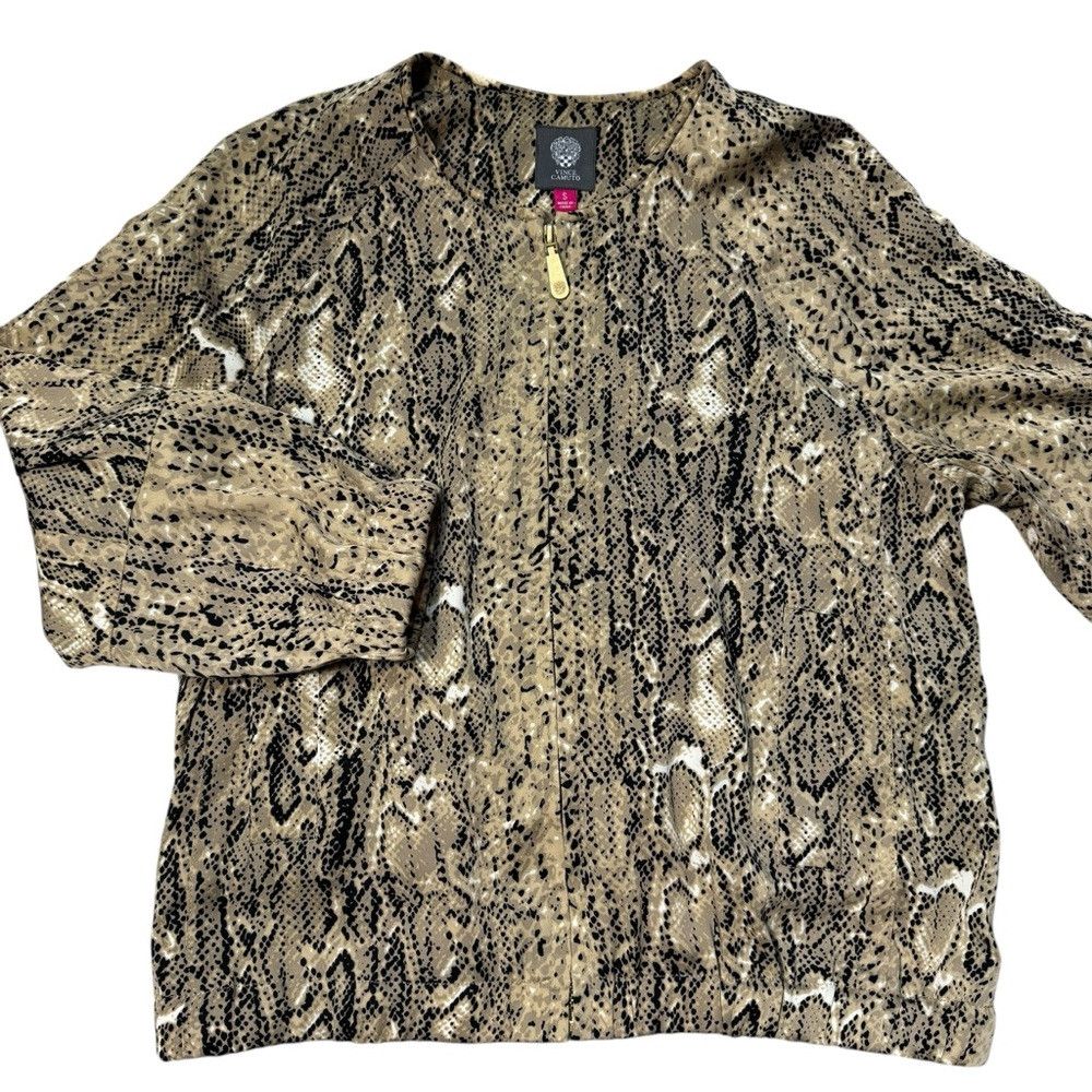 Vince Camuto Vince Camuto Snakeskin Print Silky Bomber 3/4 Sleeve Jacket Size S / US 4 / IT 40 - 5 Thumbnail