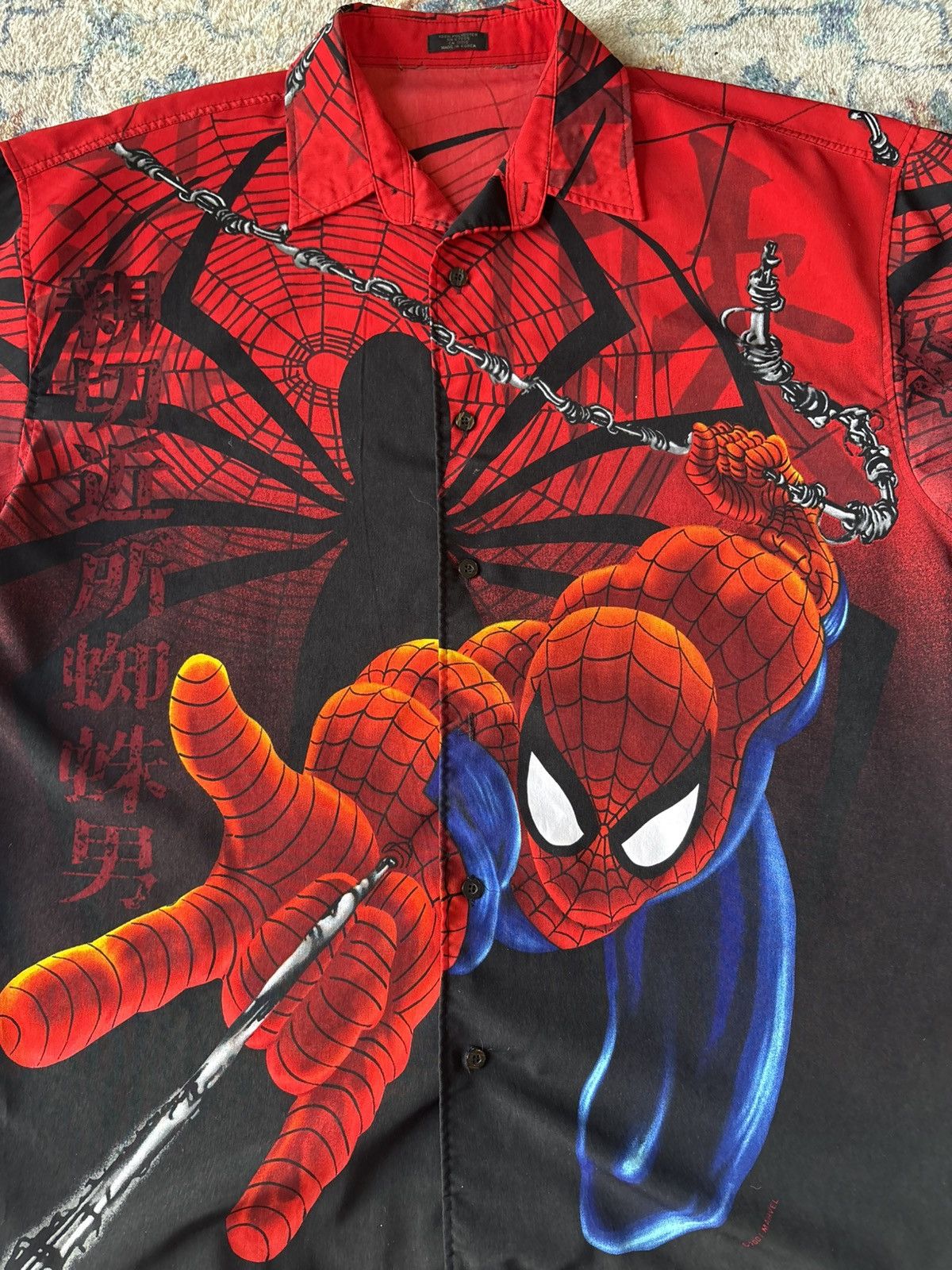 Vintage Vintage Spider-Man All Over Print Button-up Shirt Size XL Size US XL / EU 56 / 4 - 4 Thumbnail