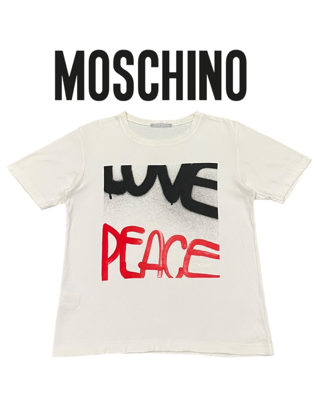 Moschino VTG Moshino AW2008 Bonds With Designers LOVE PEACE Sz S Tee Size S / US 4 / IT 40 - 8 Thumbnail
