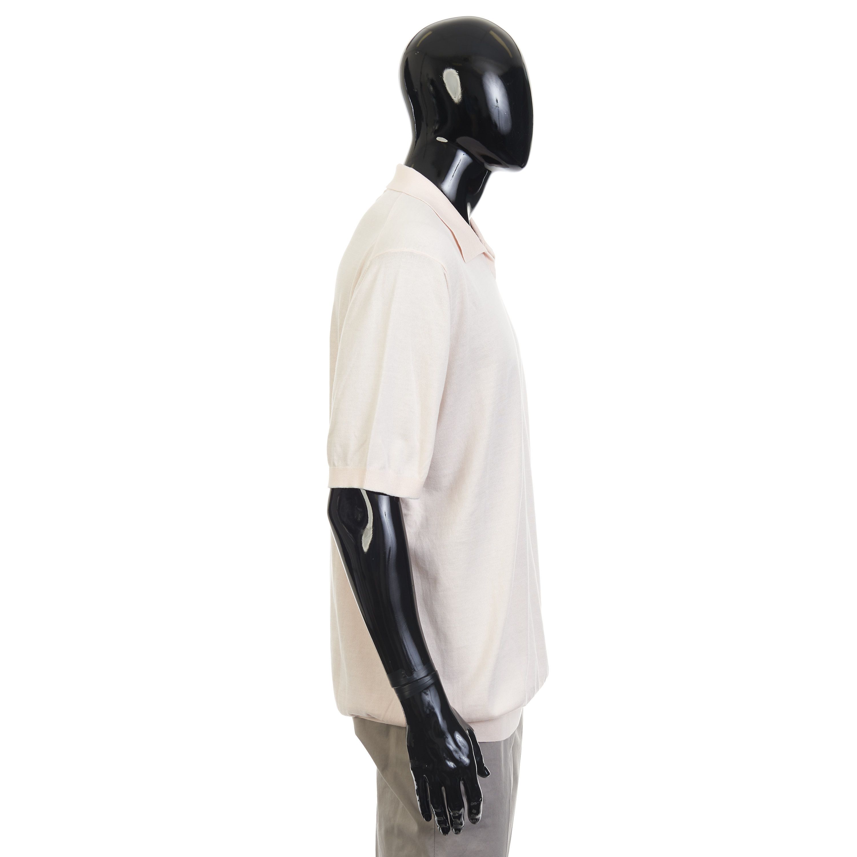 Brunello Cucinelli Light Pink Lightweight Cotton Knit Polo Shirt Size 58 Size US XXL / EU 58 / 5 - 7 Thumbnail