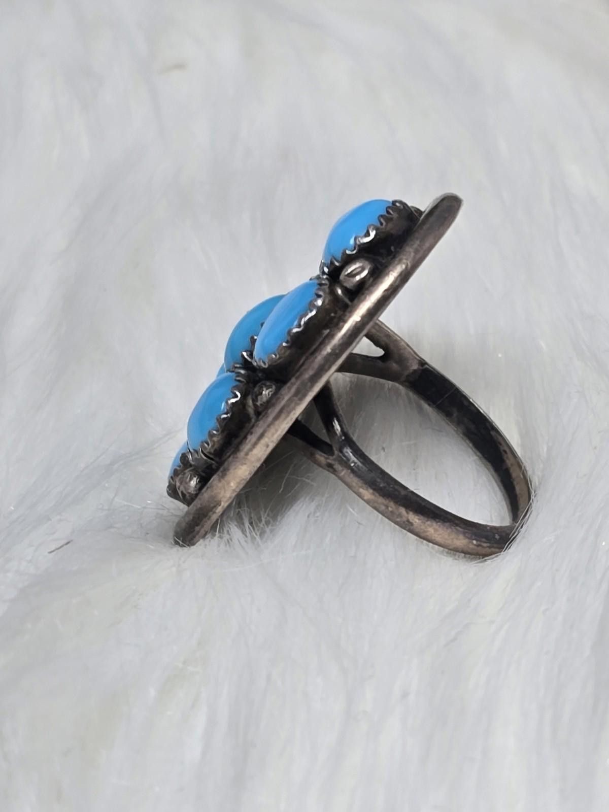 Other O Paquin OP 925 Silver Royston Turquoise Cluster Ring Size 6 Size ONE SIZE - 9 Thumbnail