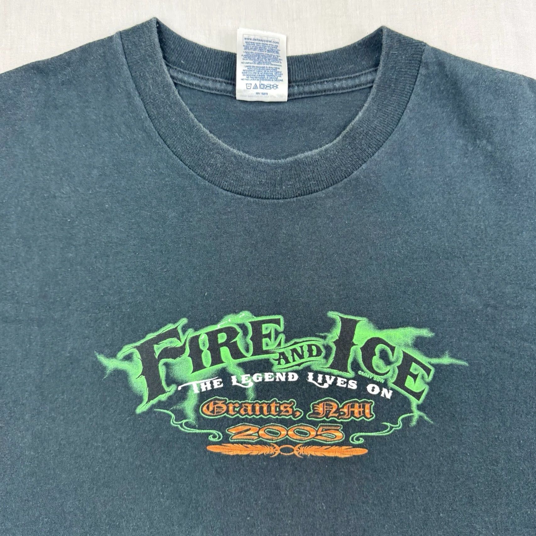 Delta VINTAGE Delta T Shirt Adult Large Black Fire Y2K Biker Skeleton Flames 2005 Shirt Mens Size US L / EU 52-54 / 3 - 7 Thumbnail