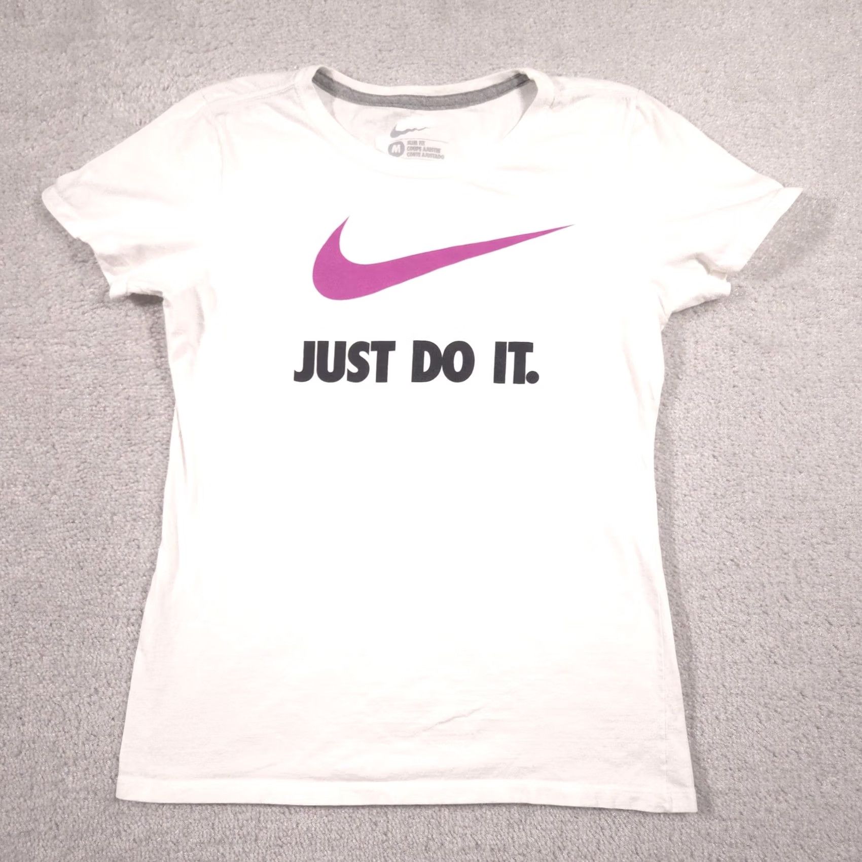 Nike VINTAGE Nike Shirt Womens M White Just Do It Swoosh Graphic Crew Neck Tee Top Size M / US 6-8 / IT 42-44 - 2 Thumbnail