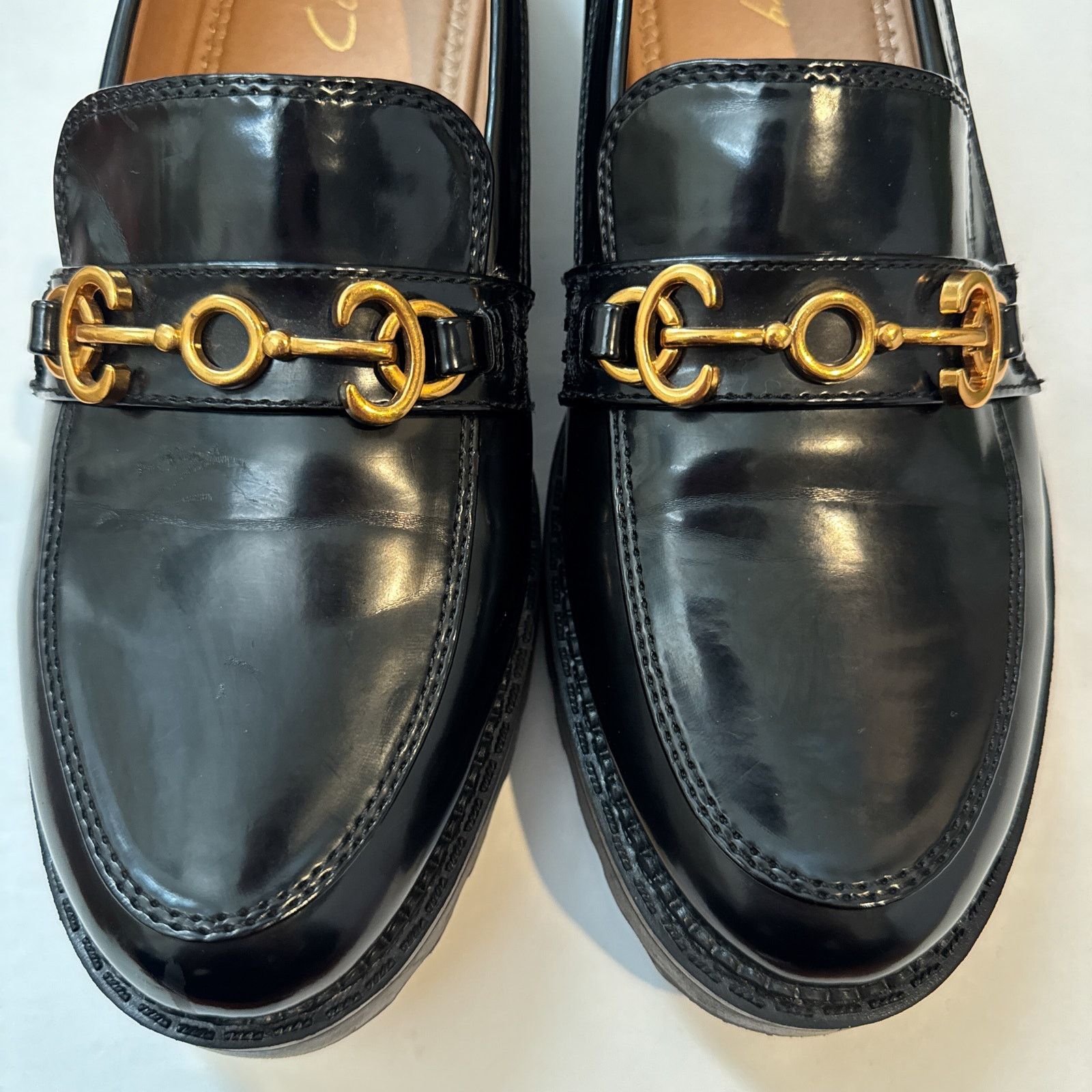 Sam Edelman Circus NY by Sam Edelman Deana Lug Sole Loafers Black Patent Size US 10 / IT 40 - 3 Thumbnail