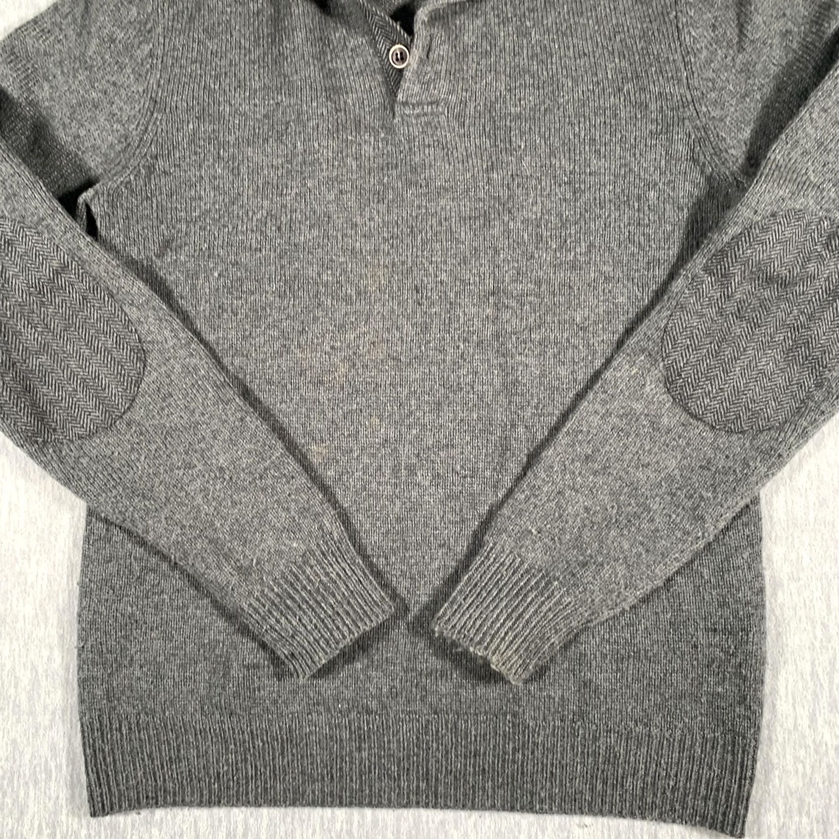 Ted Baker Ted Baker Sweater Mens Medium Gray Wool Blend Shawl Collar Elbow Patch Pullover Size US S / EU 44-46 / 1 - 3 Thumbnail