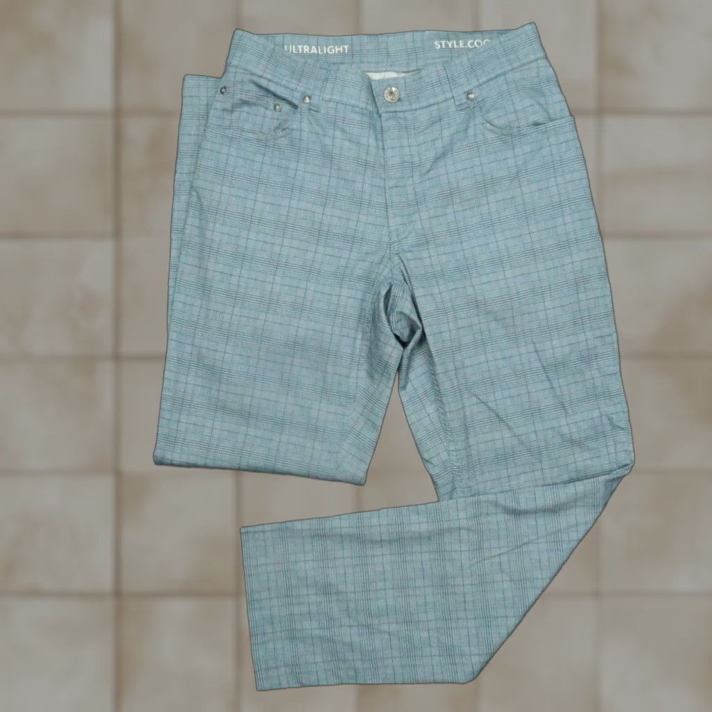 BRAX BRAX Chino Pants Men 28x29 Blue Plaid Ultralight Stretch 5-Pocket Regular Fit Size US 28 / EU 44 - 1 Thumbnail