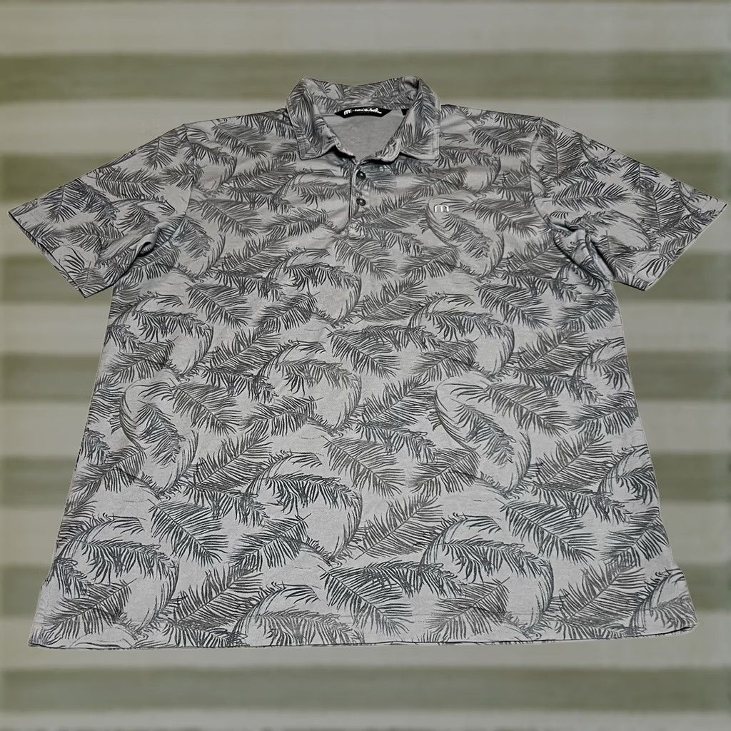 TravisMathew Travis Mathew Polo Shirt Mens L Gray Floral Stretch Golf Performance Size US L / EU 52-54 / 3 - 1 Thumbnail