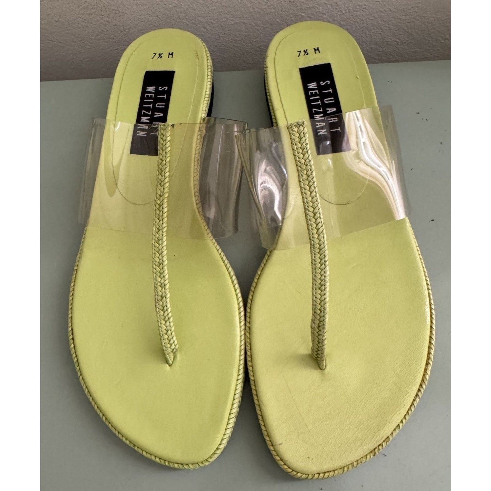 Stuart Weitzman Vintage Stuart Weitzman Clear Sandals Shoes Thong Lime Green Size US 7.5 / IT 37.5 - 2 Thumbnail