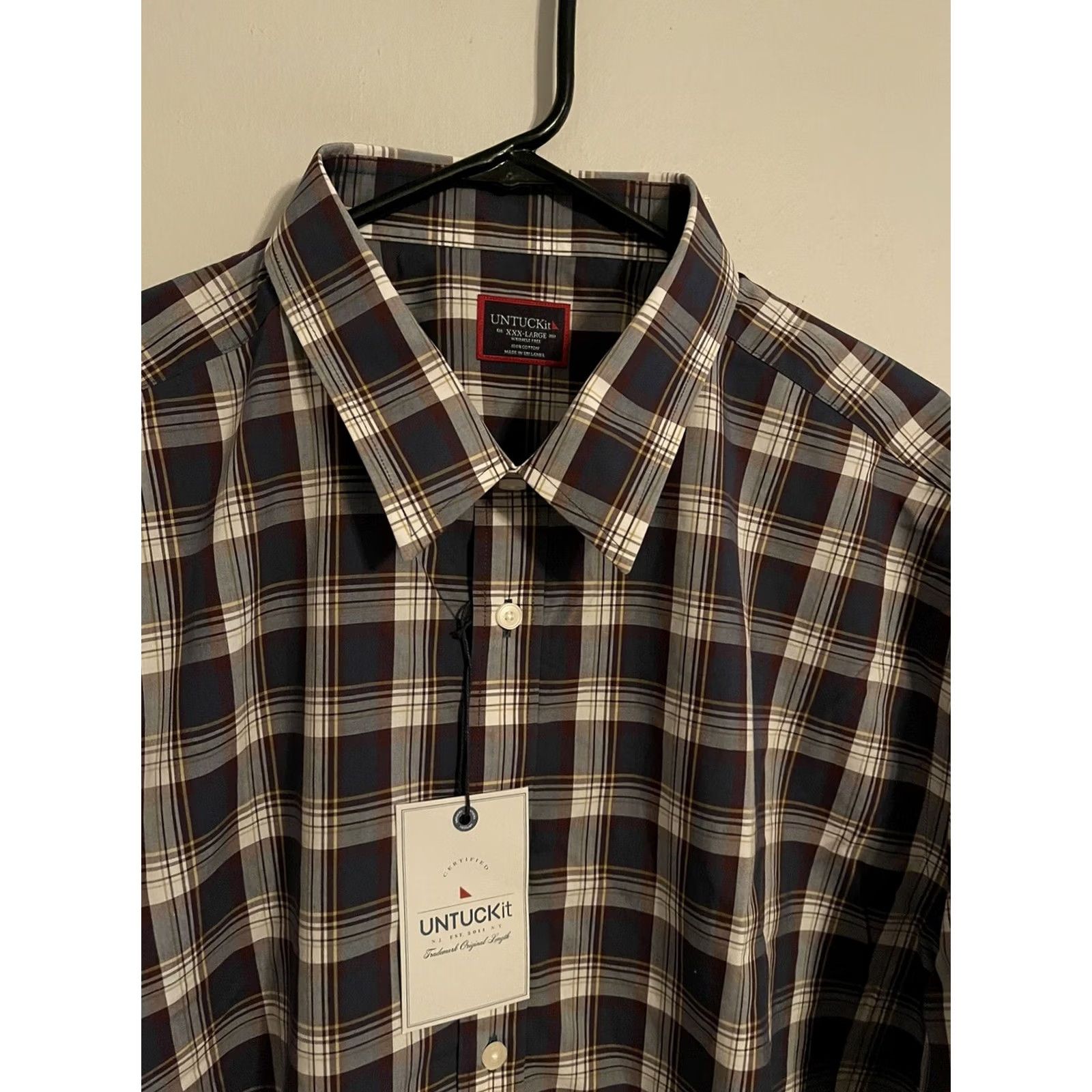 UNTUCKit UNTUCKit Barossa Multicolor Plaid L/S Button-Up Dress Shirt Mens 3XL Regular Knit 100% Cotton Size 48R - 2 Thumbnail