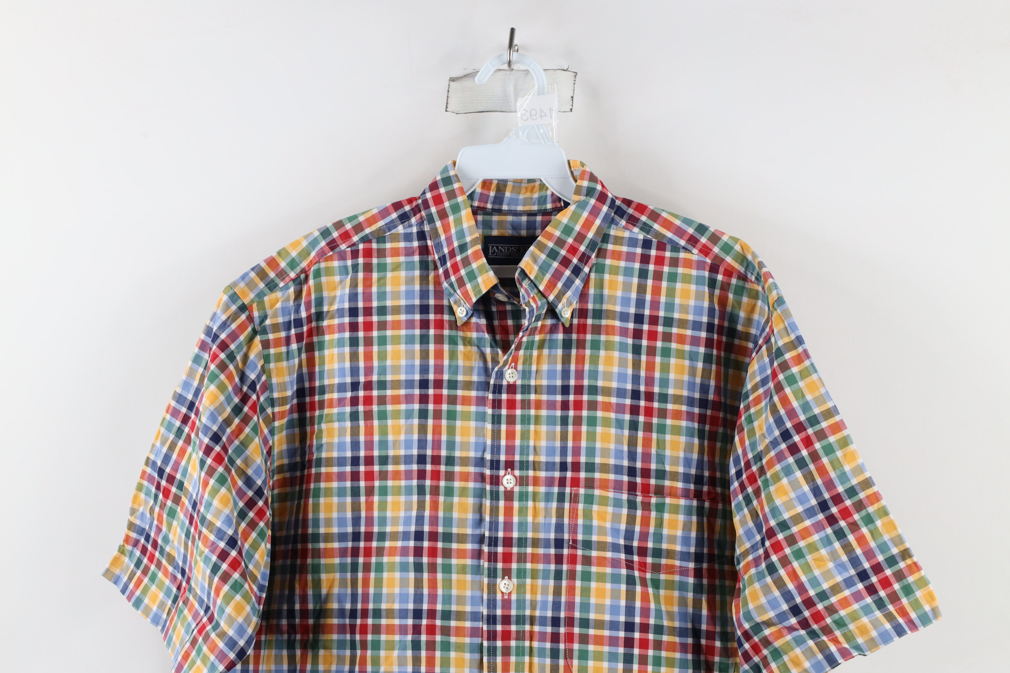 Lands' End × Vintage Vintage Lands End Plaid Short Sleeve Button Down Shirt Size US M / EU 48-50 / 2 - 2 Thumbnail