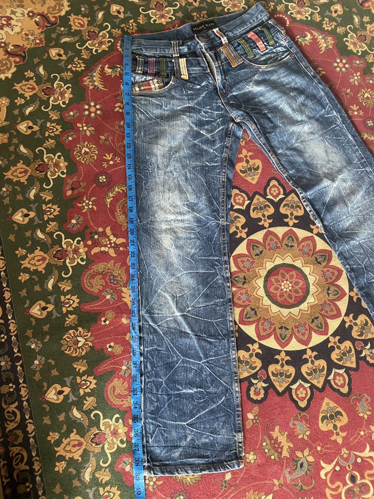 Hysteric Glamour × Japanese Brand × Vintage 🔥RARE🔥Vintage Nylaus Jeans Double Waist Lightning Style Size US 31 - 12 Thumbnail