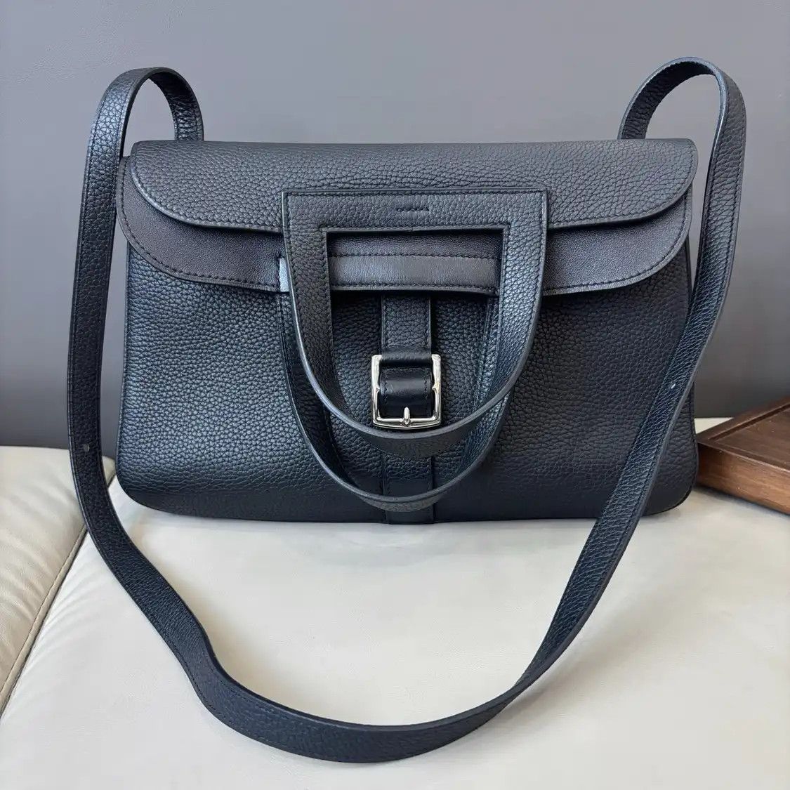 Hermes Hermes Halzan 31 black Clemence cowhide leather crossbody bag silver hardware C Size ONE SIZE - 1 Thumbnail