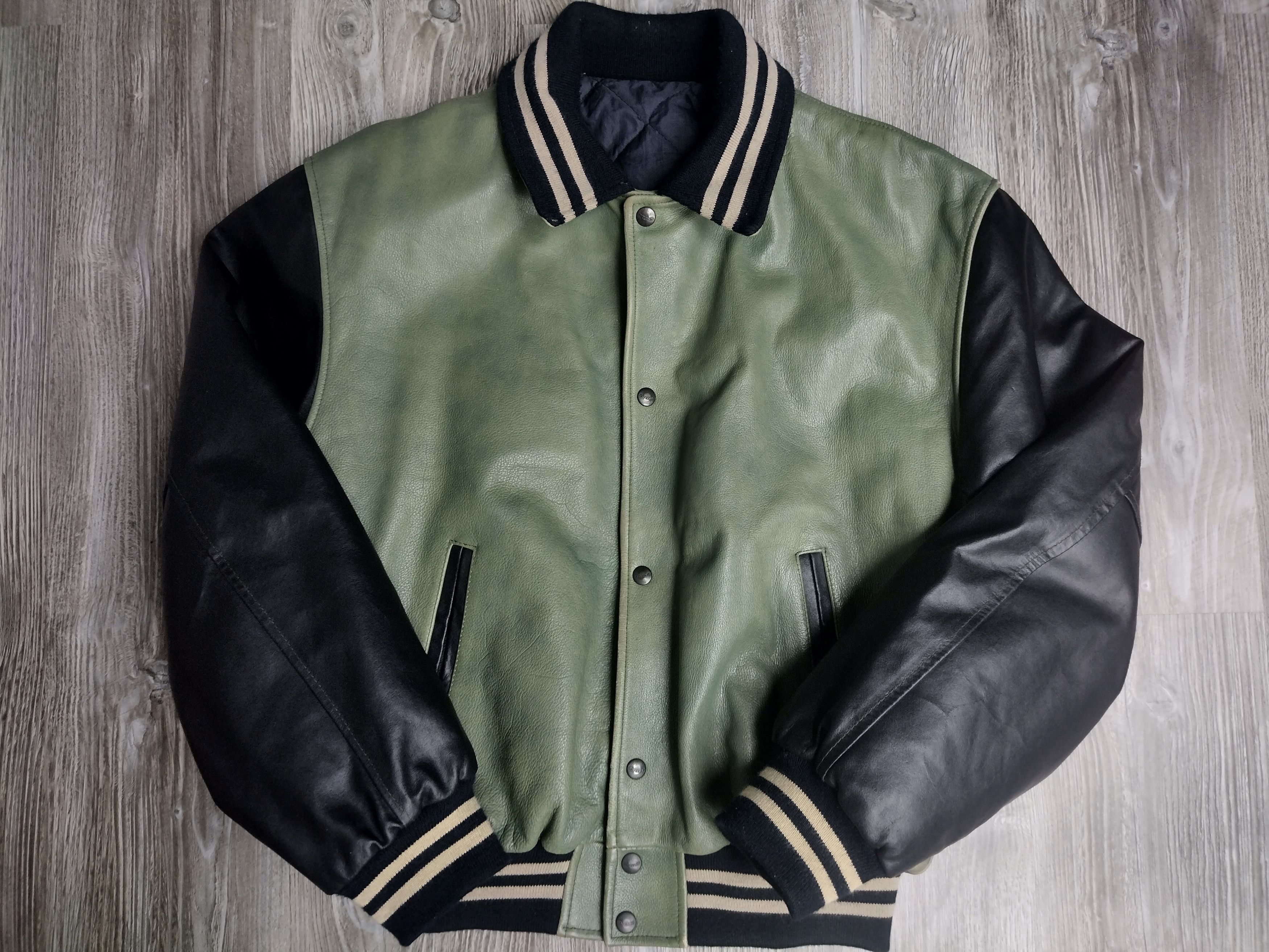 image of Vintage Leather Jacket in Rotten Green, Men's (Size Medium)
