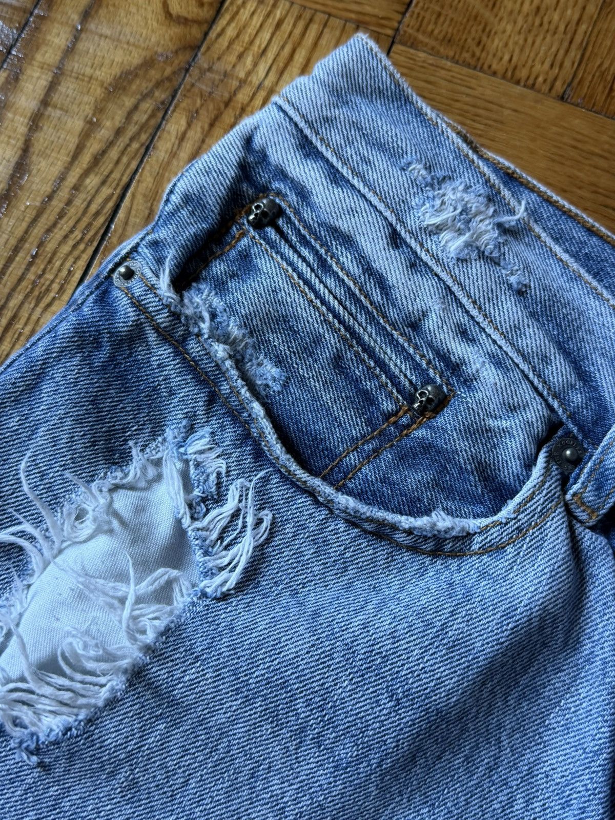 The Kooples The Kooples Distressed Denim Shorts with Skull Grommet Size US 33 - 4 Thumbnail