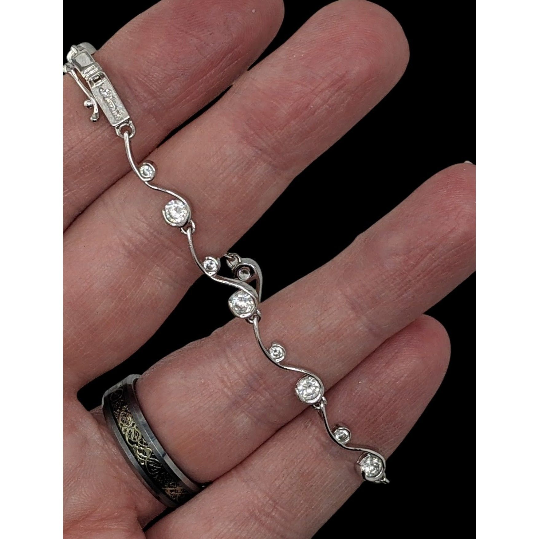 Other Vintage Whimsical Signed Sterling Silver & Cubic Zirconia Br Size ONE SIZE - 1 Thumbnail